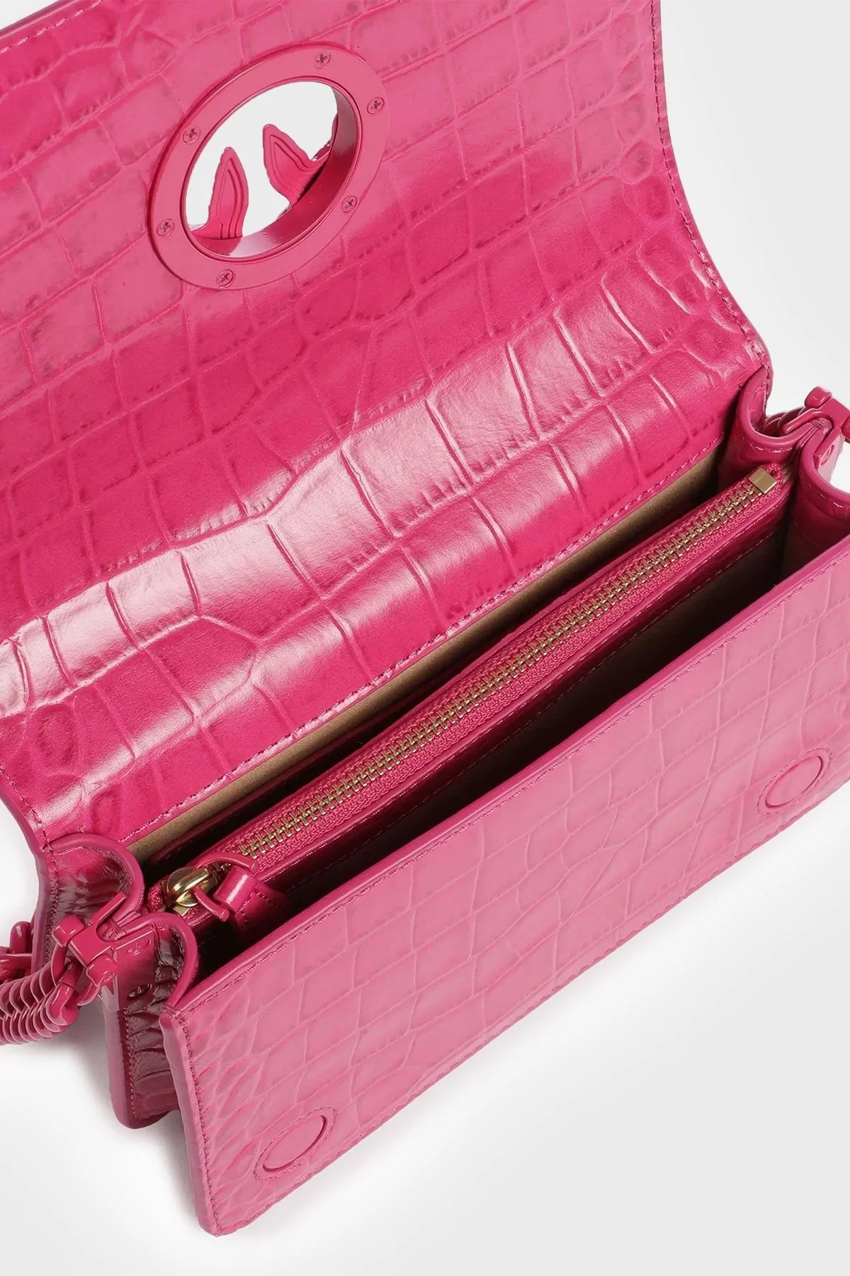 Pinko Logolu Zincir Askılı Deri Bayan Çanta 100067 A1EP N17B PEMBE - 5