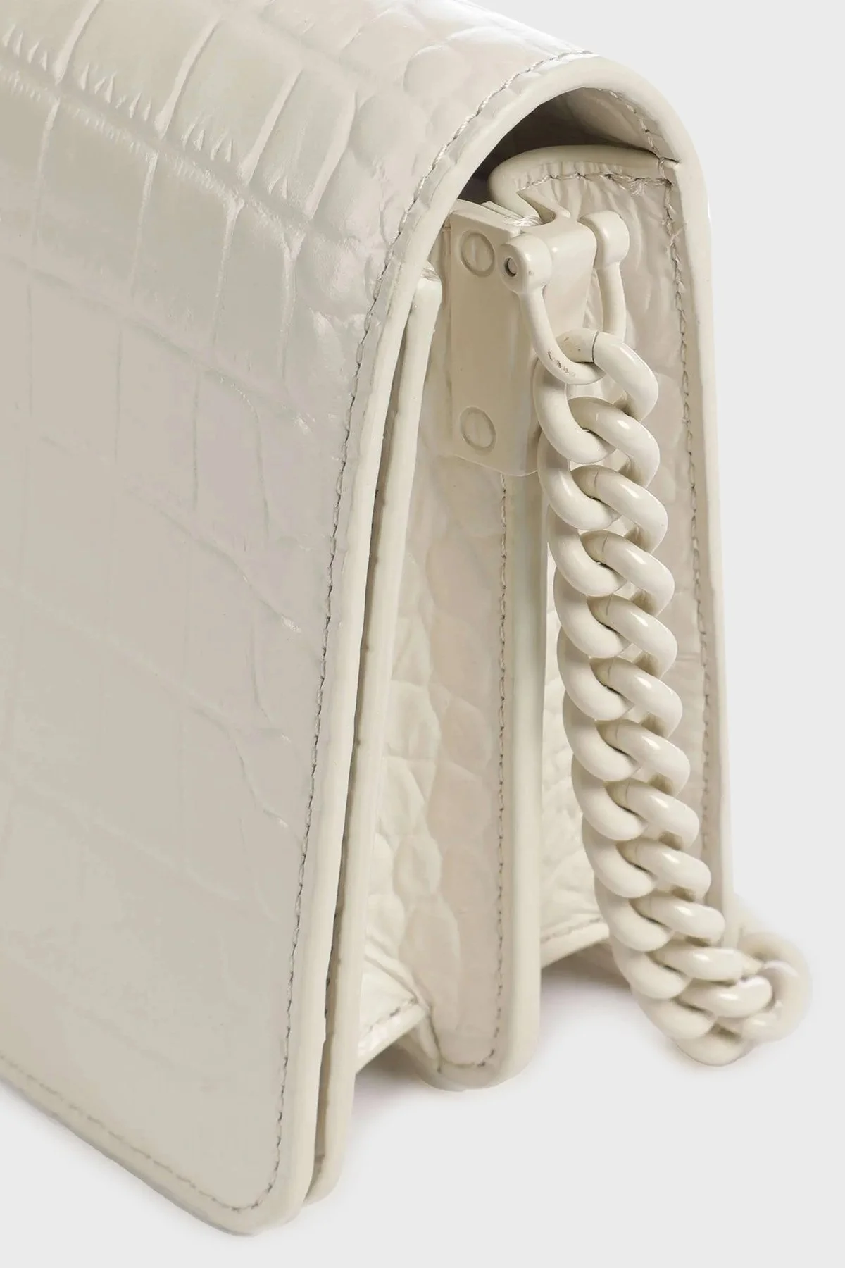Pinko Logolu Zincir Askılı Deri Bayan Çanta 100067 A1EP Z14B EKRU - 5