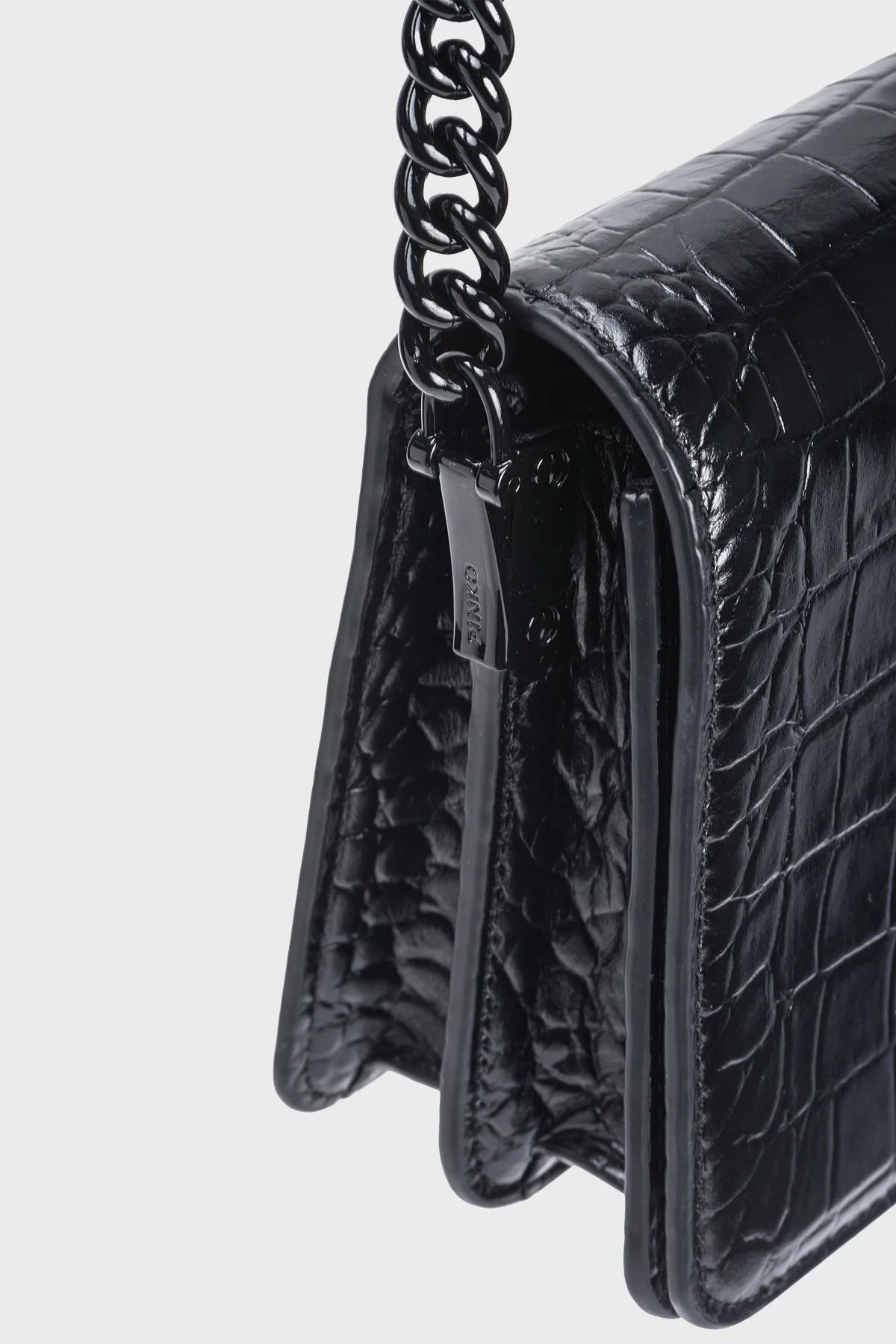 Pinko Logolu Zincir Askılı Deri Bayan Çanta 100067 A1EP Z99B SİYAH - 3