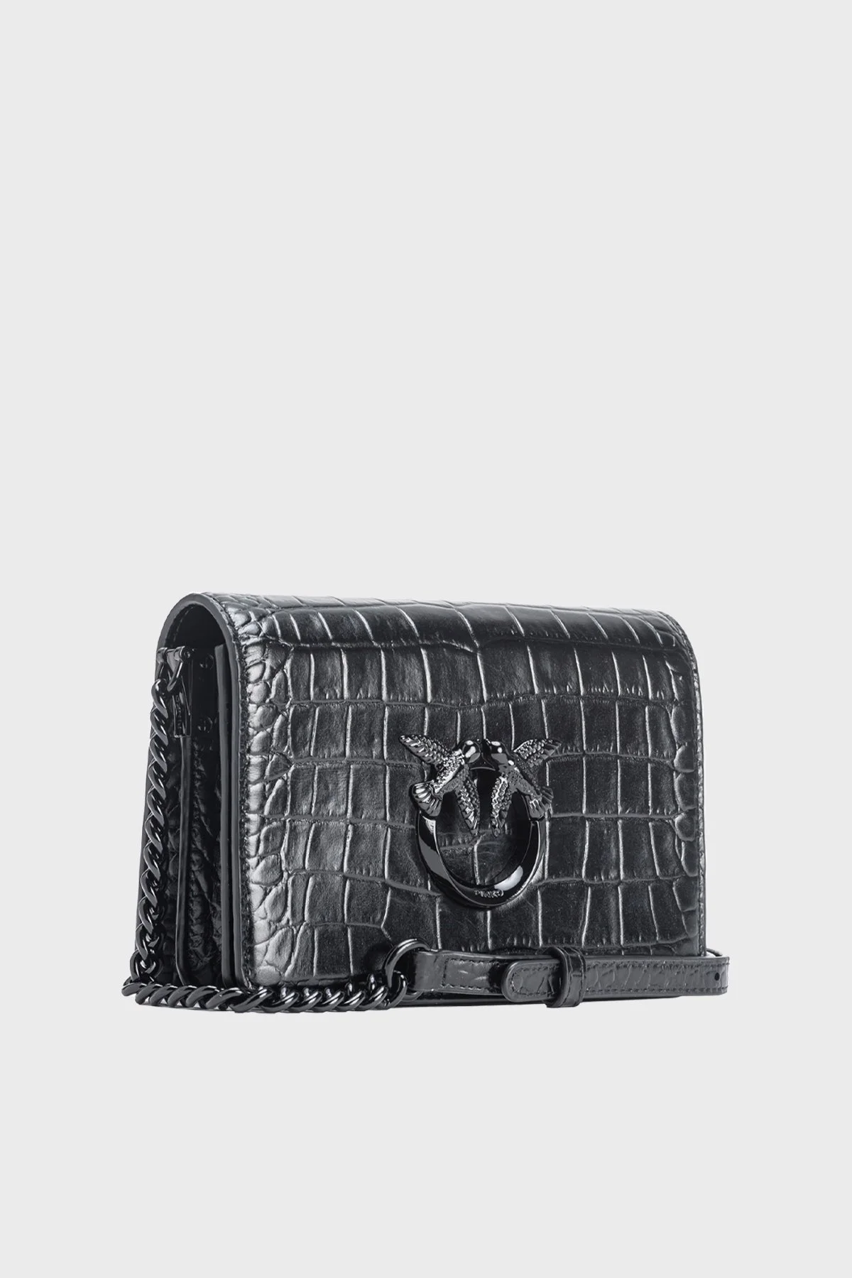 Pinko Logolu Zincir Askılı Deri Bayan Çanta 100067 A1EP Z99B SİYAH - 4