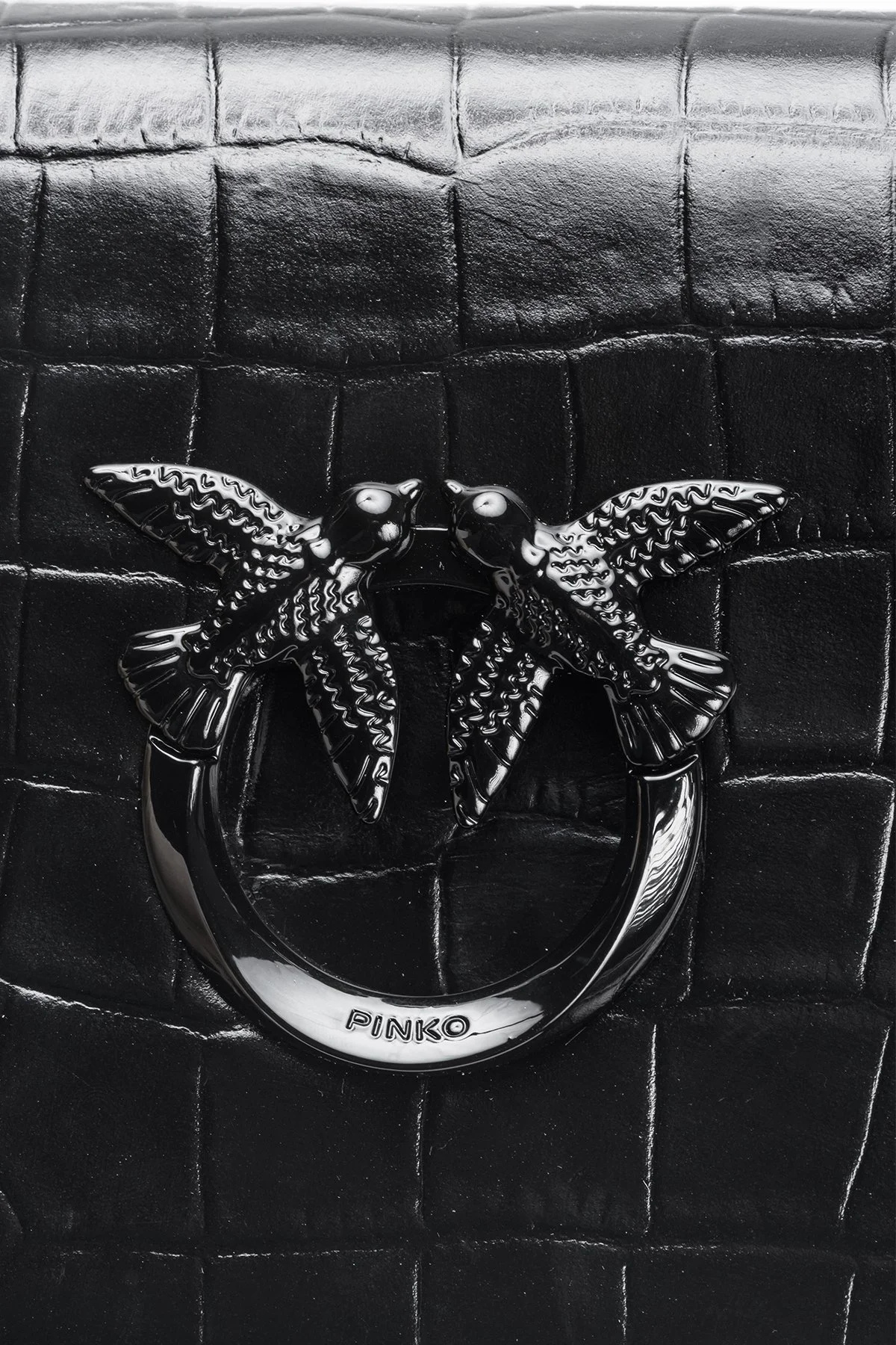 Pinko Logolu Zincir Askılı Deri Bayan Çanta 100067 A1EP Z99B SİYAH - 6