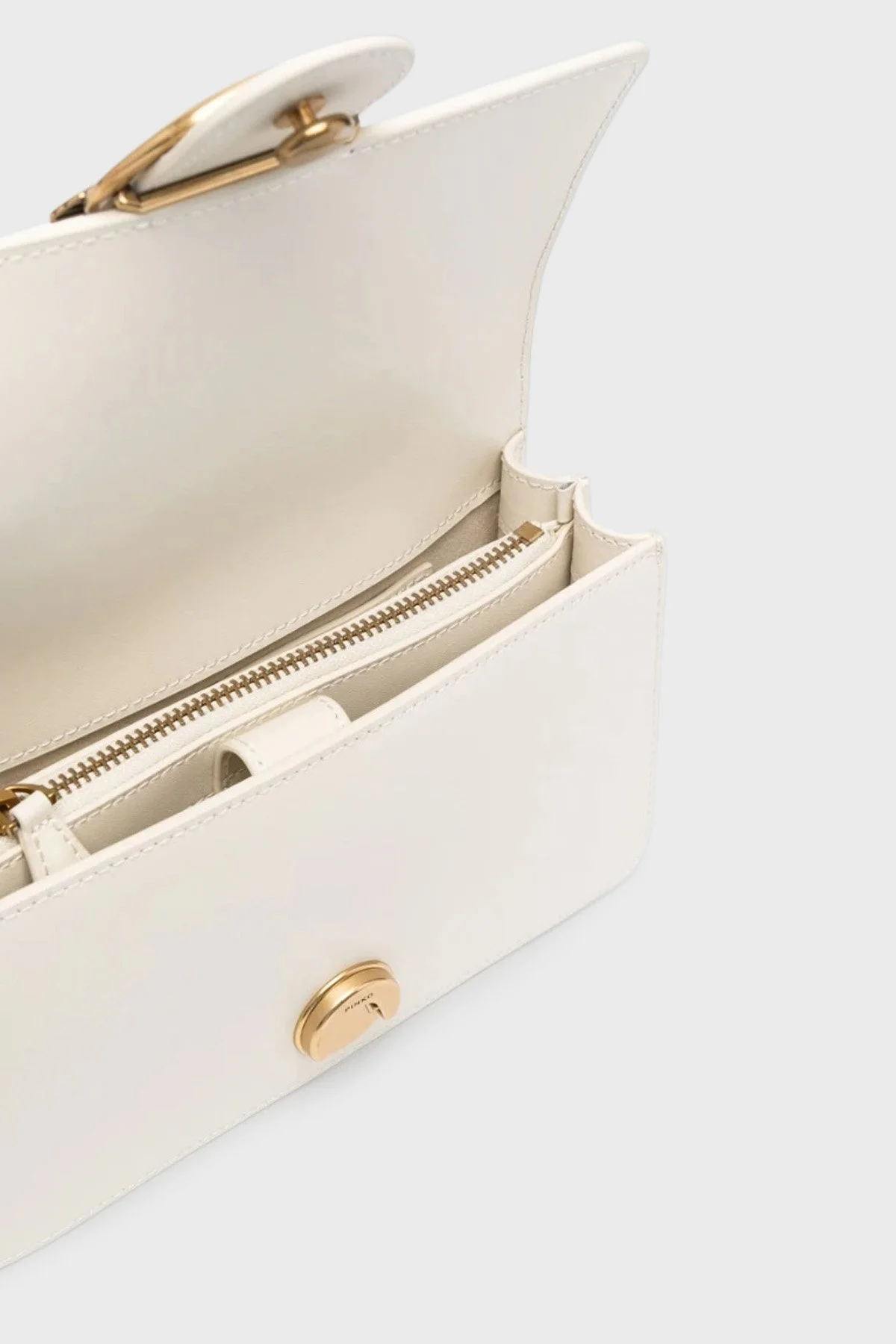 Pinko Logolu Deri Kapitone Bayan Çanta 100059 A0GK Z14Q BEJ - 8