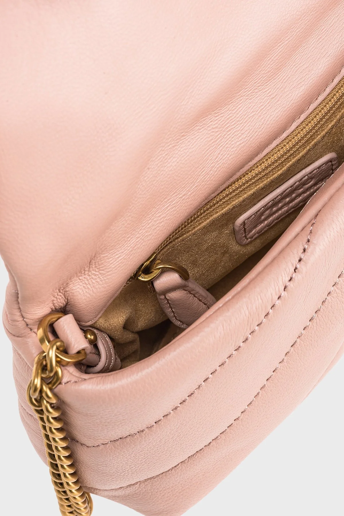 Pinko Logolu Zincir Askılı Doğal Deri Bayan Çanta 100040 A0F2 O81Q PUDRA - 5