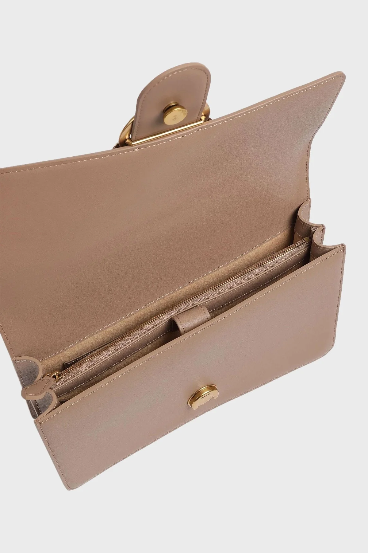 Pinko Logolu Zincir Askılı Hakiki Deri Bayan Çanta 100053 A0F1 D01Q BEJ - 12