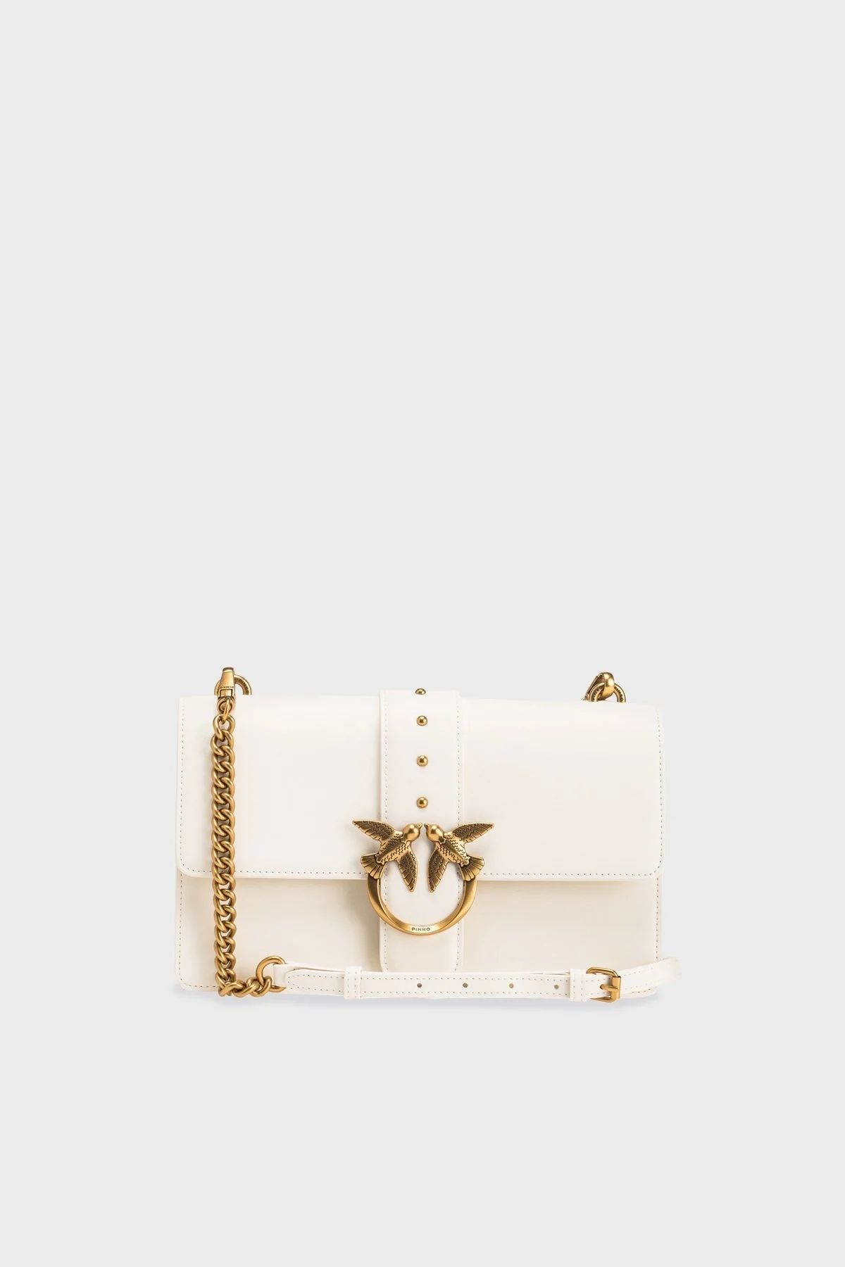 Pinko Logolu Zincir Askılı Hakiki Deri Bayan Çanta 100053 A0F1 Z14Q EKRU - 1