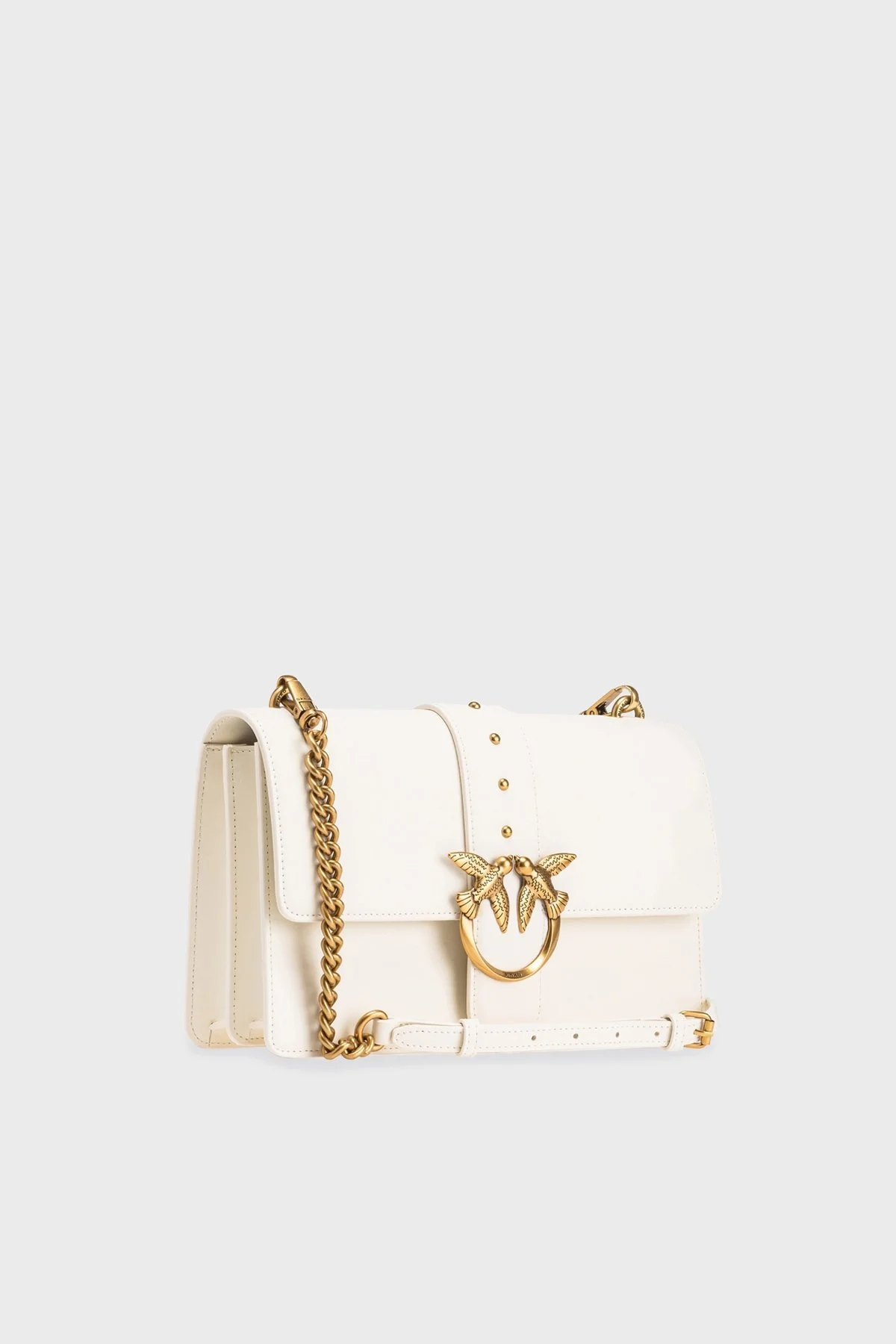 Pinko Logolu Zincir Askılı Hakiki Deri Bayan Çanta 100053 A0F1 Z14Q EKRU - 3