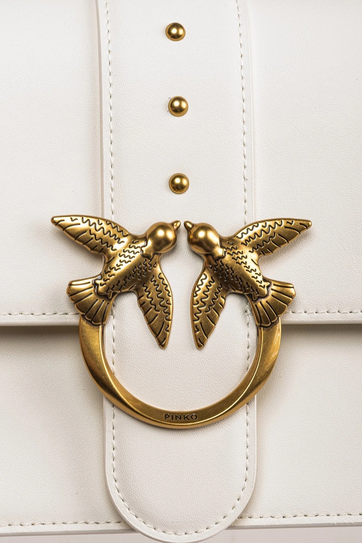 Pinko Logolu Zincir Askılı Hakiki Deri Bayan Çanta 100053 A0F1 Z14Q EKRU - 5