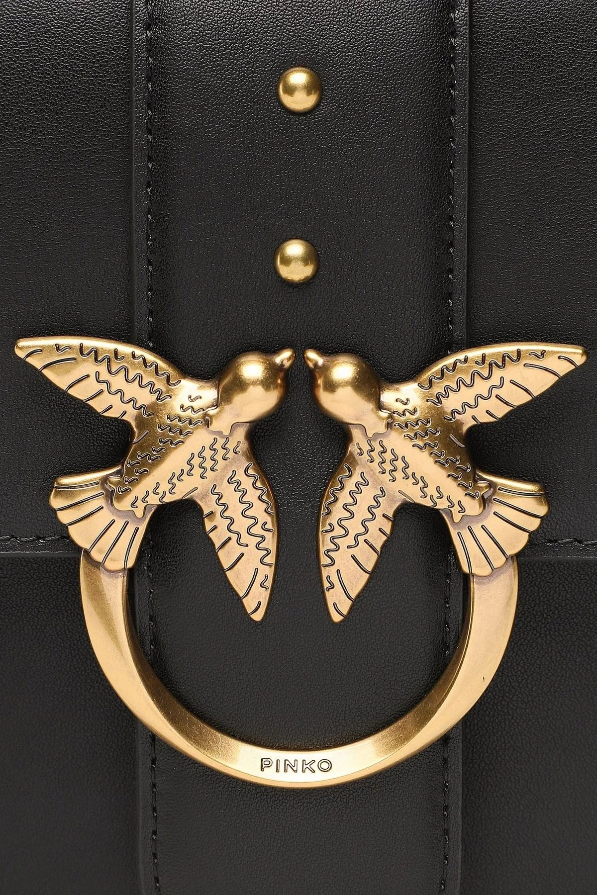 Pinko Logolu Zincir Askılı Hakiki Deri Bayan Çanta 100053 A0F1 Z99Q SİYAH - 5