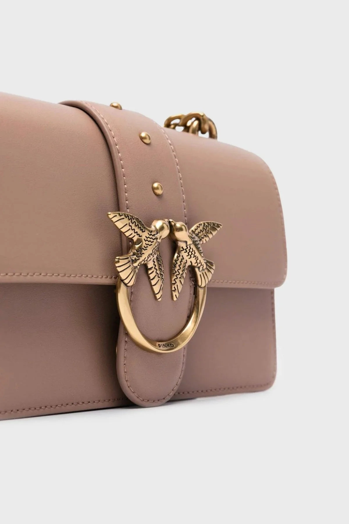Pinko Logolu Zincir Askılı Hakiki Deri Bayan Çanta 100059 A0F1 D01Q BEJ - 9