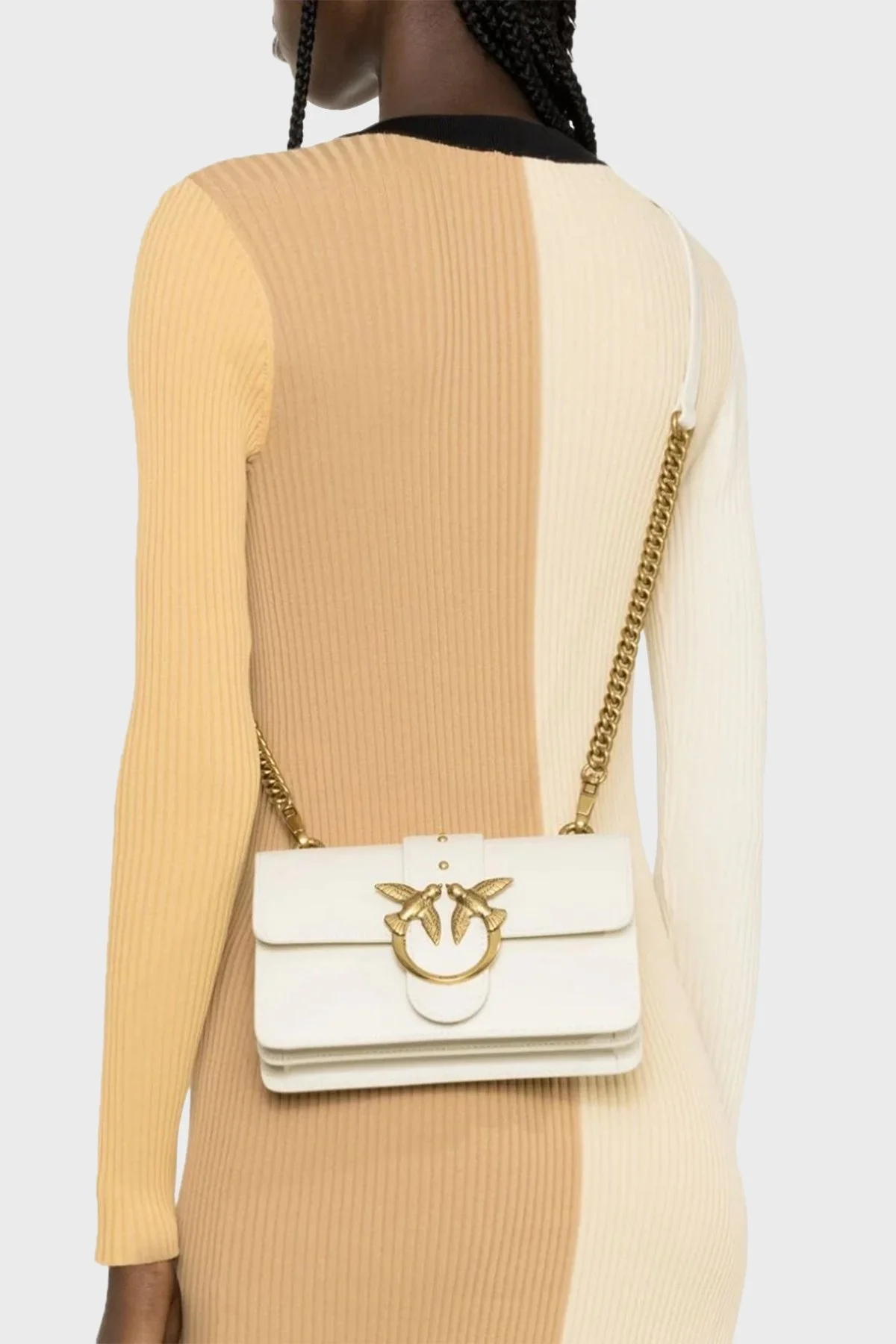 Pinko Logolu Zincir Askılı Hakiki Deri Bayan Çanta 100059 A0F1 Z14Q BEJ - 3