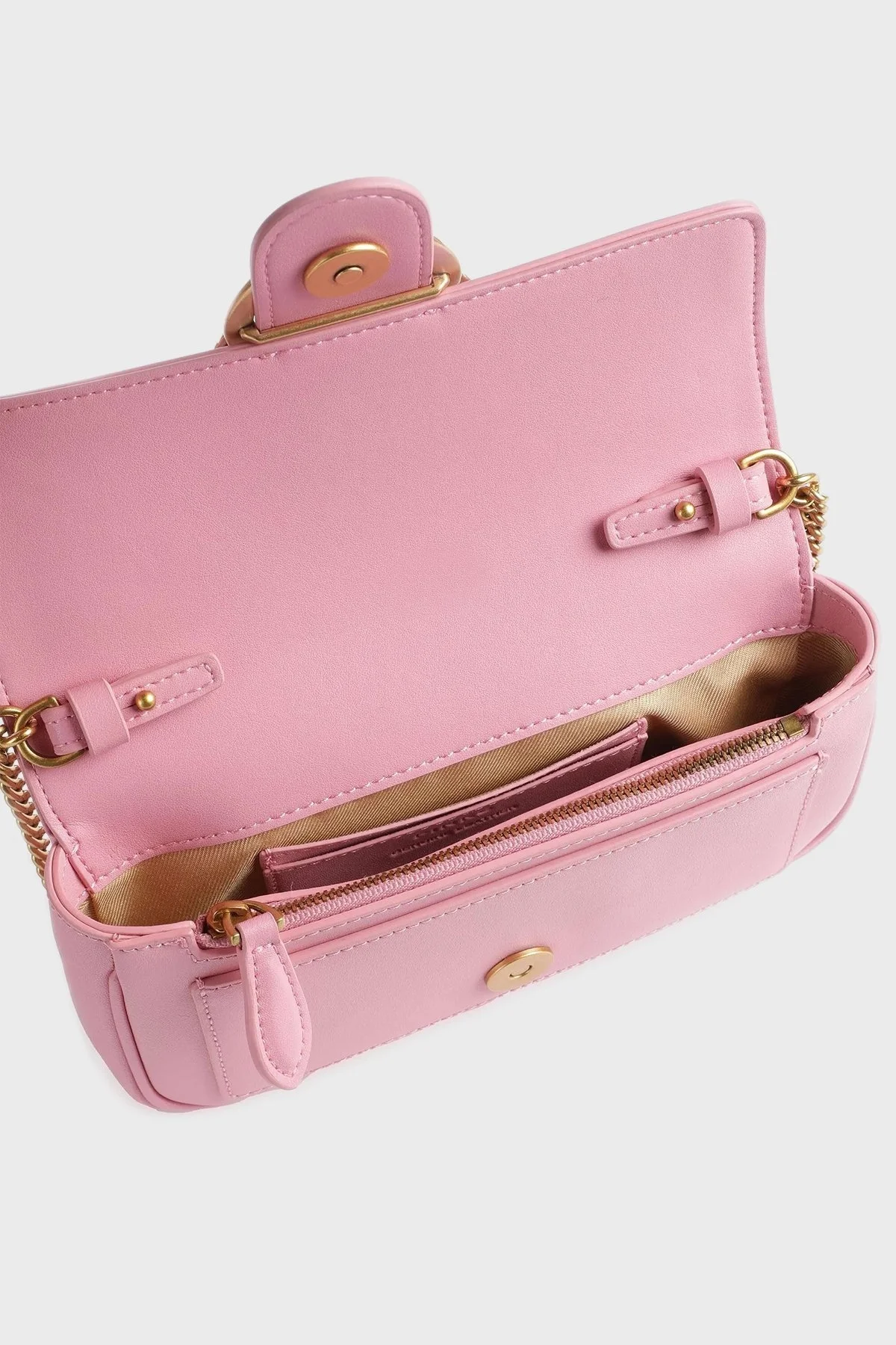 Pinko Logolu Zincir Askılı Hakiki Deri Bayan Çanta 100061 A0F1 P31Q PEMBE - 3