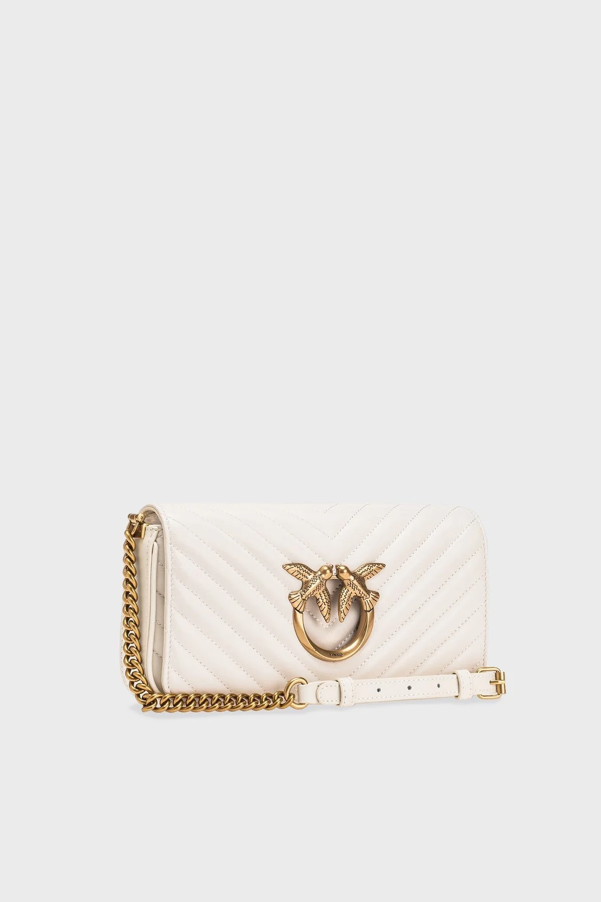 Pinko Logolu Zincir Askılı Hakiki Deri Bayan Çanta 100068 A0GK Z14Q EKRU - 8