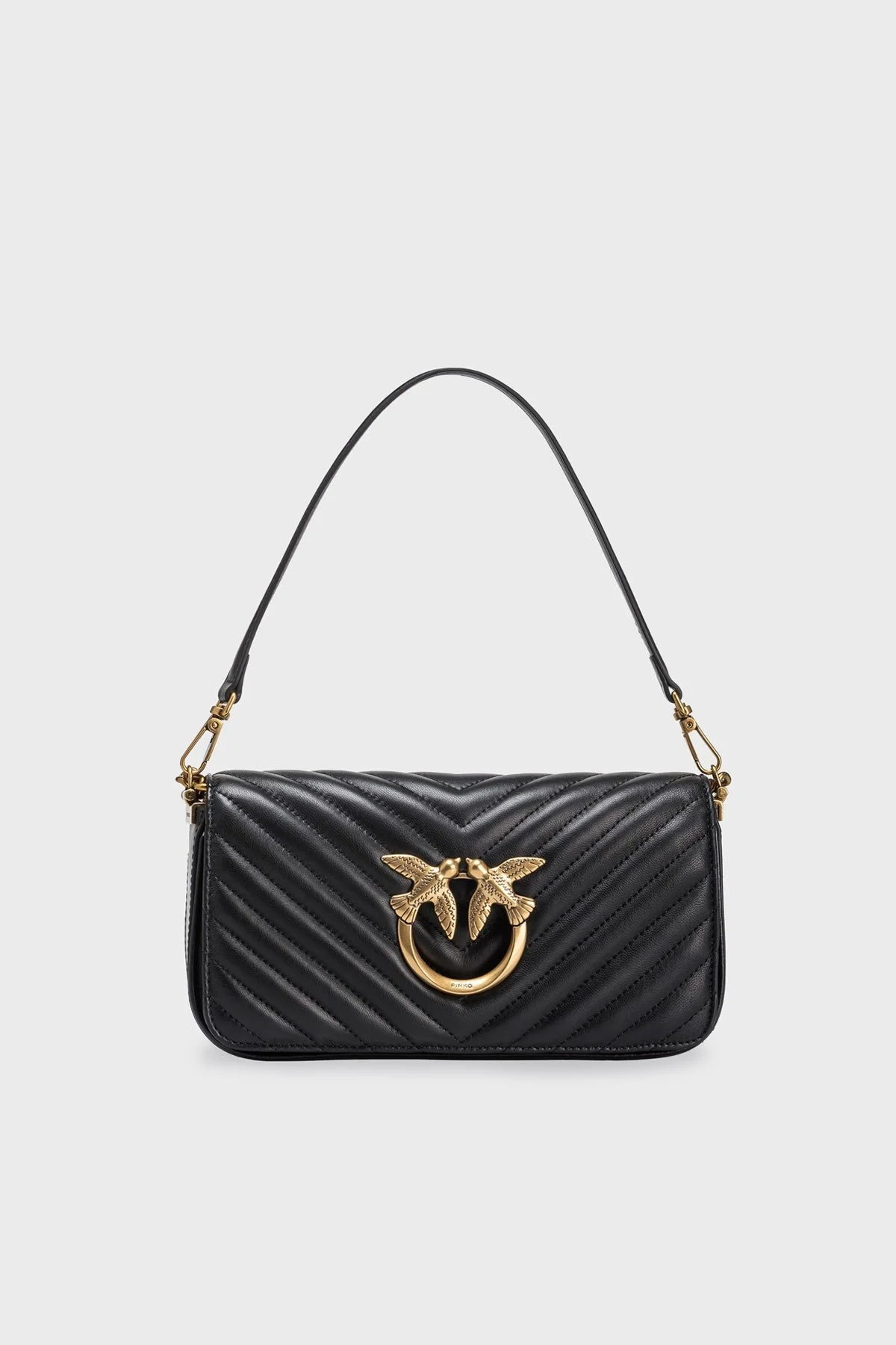 Pinko Logolu Zincir Askılı Hakiki Deri Bayan Çanta 100068 A0GK Z99Q SİYAH - 4