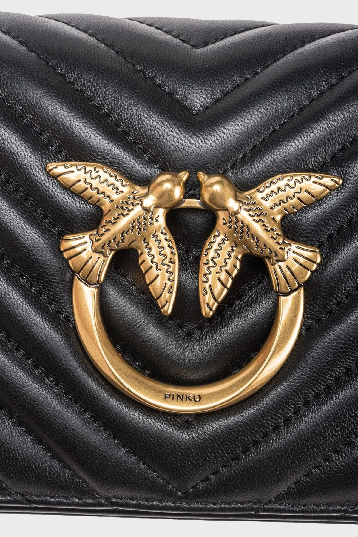 Pinko Logolu Zincir Askılı Hakiki Deri Bayan Çanta 100068 A0GK Z99Q SİYAH - 5