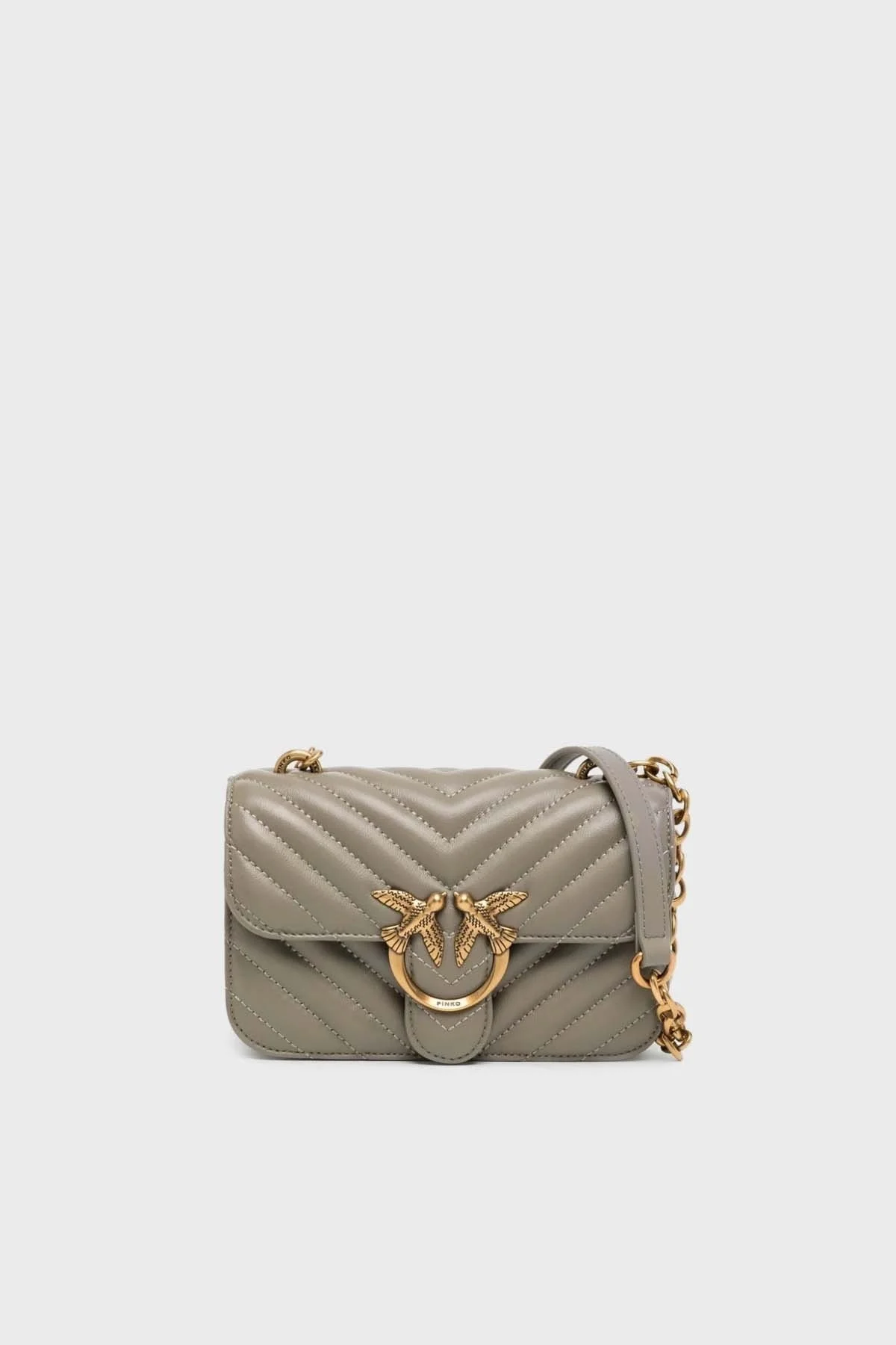 Pinko Logolu Zincir Askılı Kapitone Deri Bayan Çanta 100048 A14Q I68Q HAKİ - 1