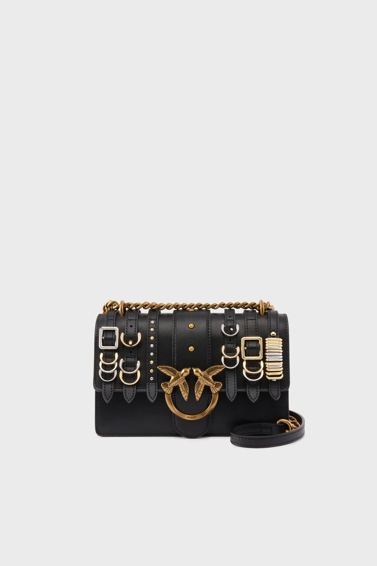 Pinko Metal Detaylı Ayarlanabilir Zincir Askılı Bayan Çanta 103335 A26K Z99A SİYAH - 7