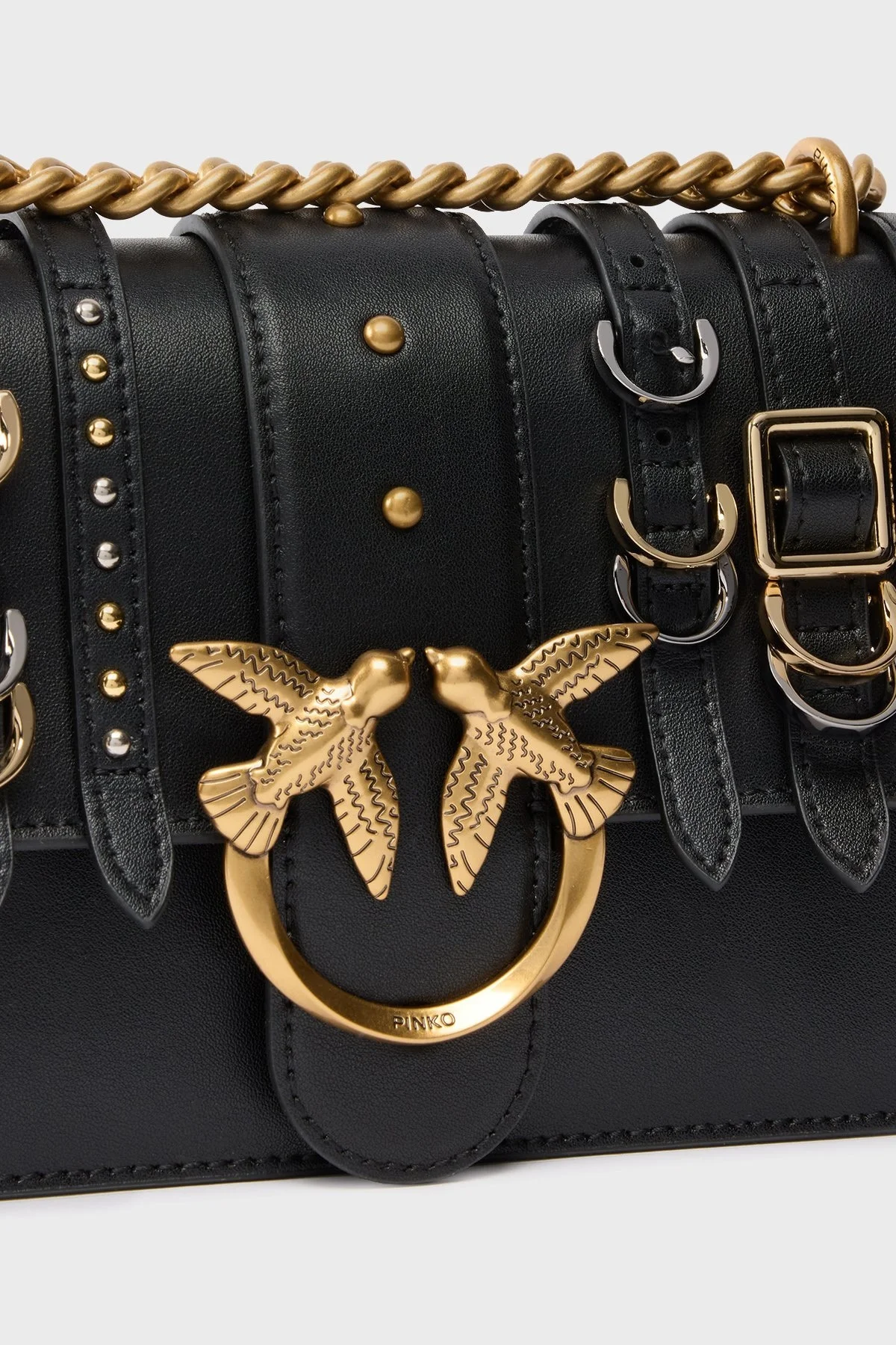 Pinko Metal Detaylı Ayarlanabilir Zincir Askılı Bayan Çanta 103335 A26K Z99A SİYAH - 11