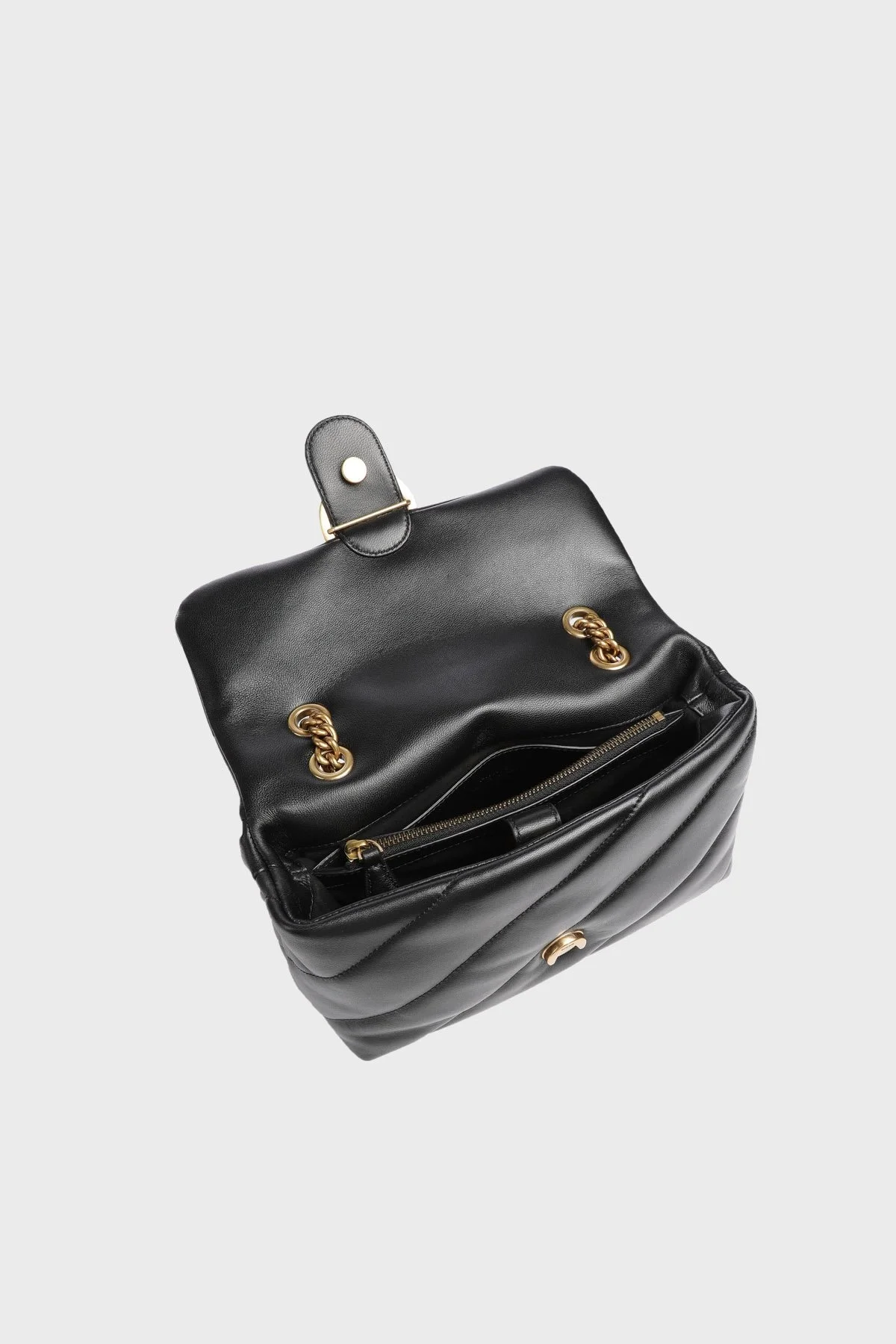 Pinko Metal Logolu Hakiki Deri Zincir Askılı Bayan Çanta 100038 A0F2 Z99Q SİYAH - 4