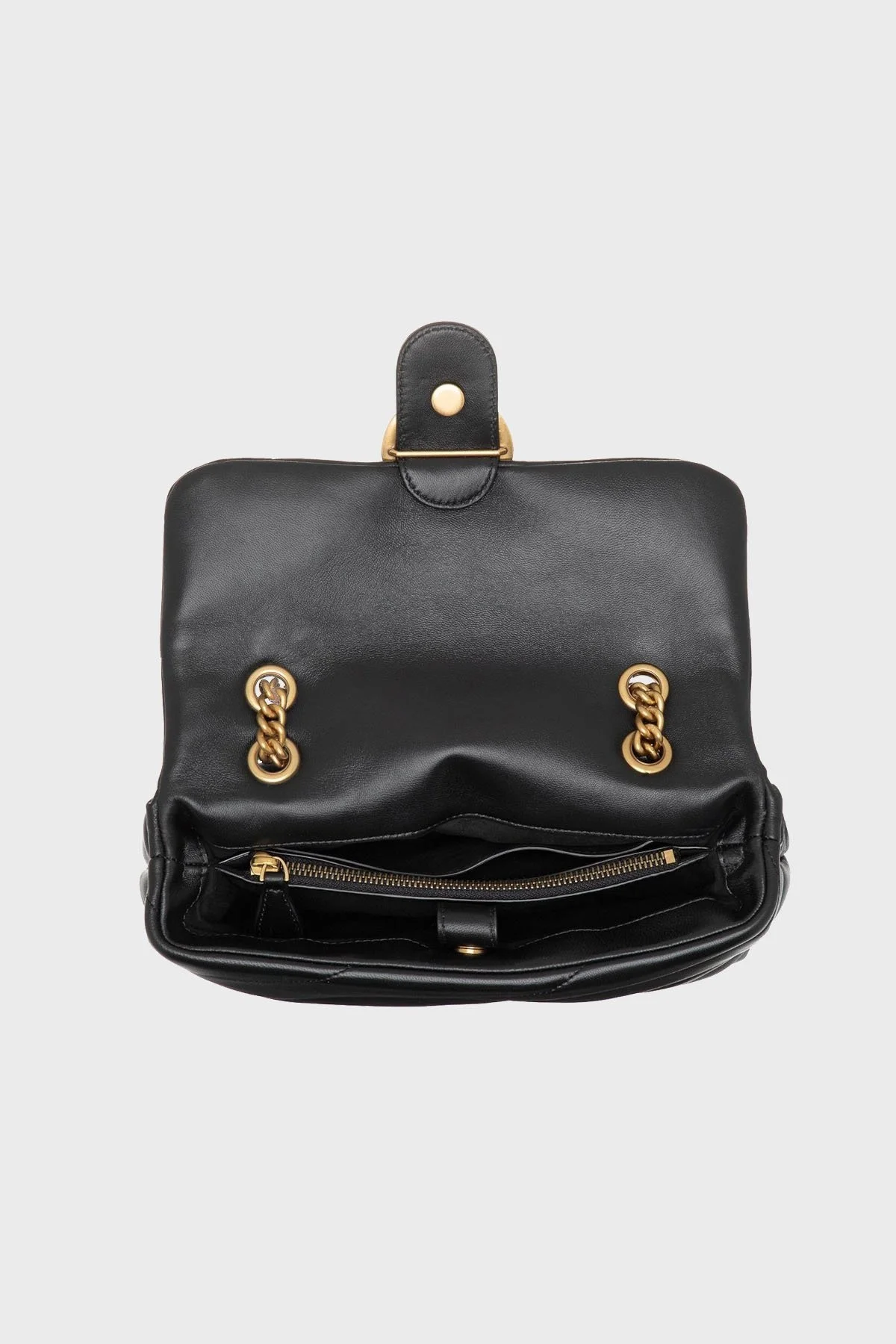 Pinko Metal Logolu Hakiki Deri Zincir Askılı Bayan Çanta 100038 A0F2 Z99Q SİYAH - 6