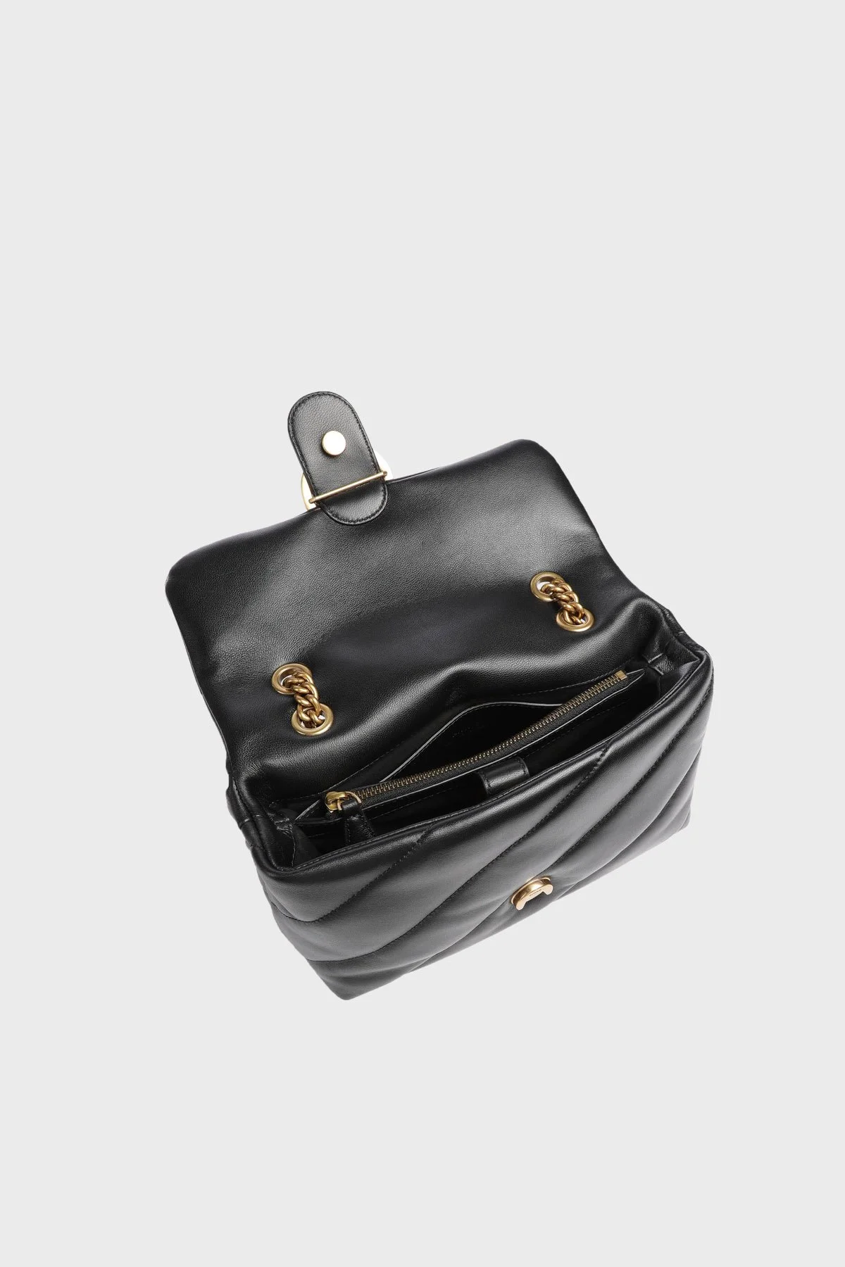 Pinko Metal Logolu Hakiki Deri Zincir Askılı Kadın Çanta 100038 A0F2 Z99Q SİYAH - 4