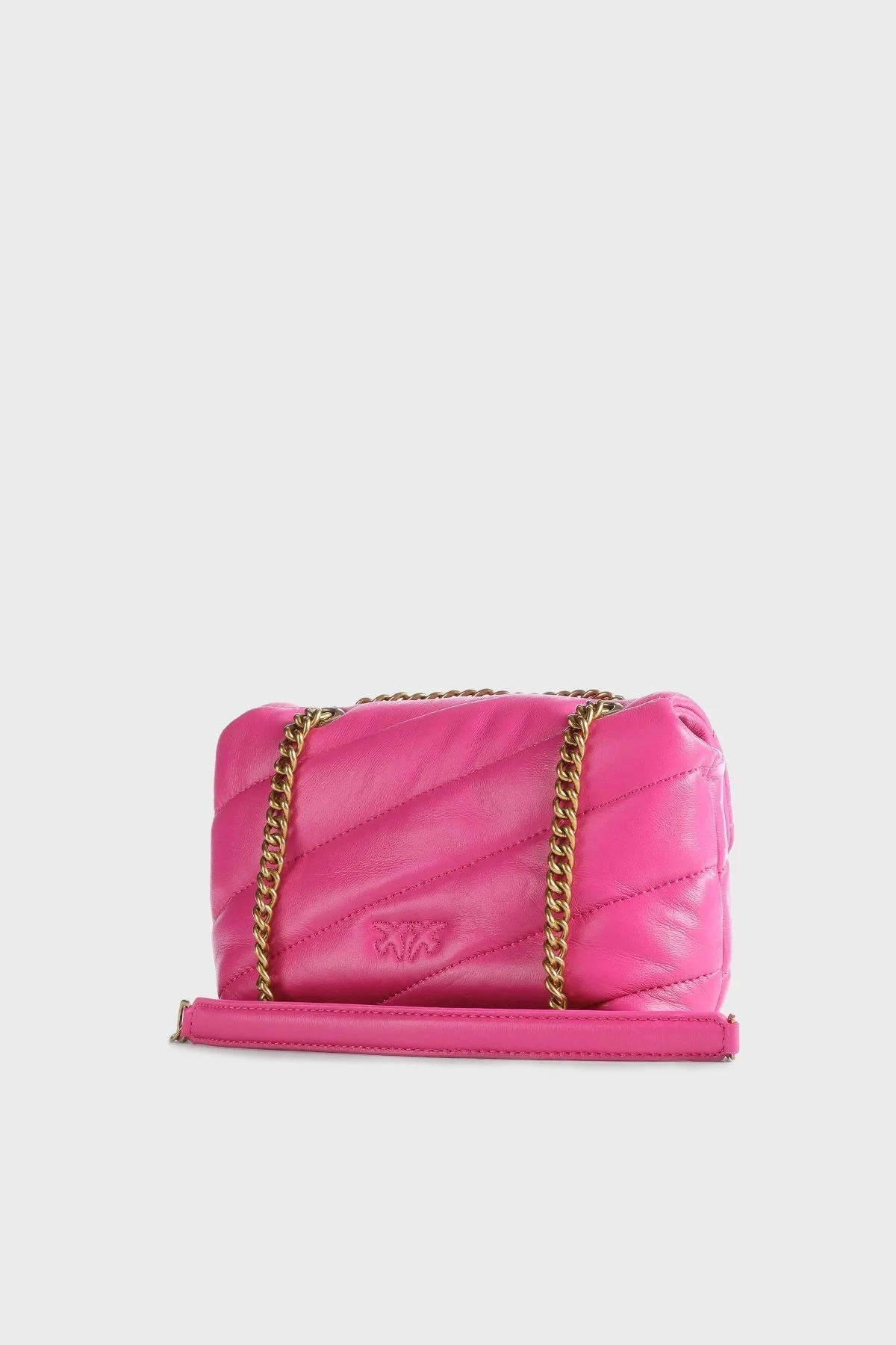 Pinko Metal Logolu Hakiki Deri Zincir Askılı Bayan Çanta 100040 A0F2 N17Q FUŞYA - 2