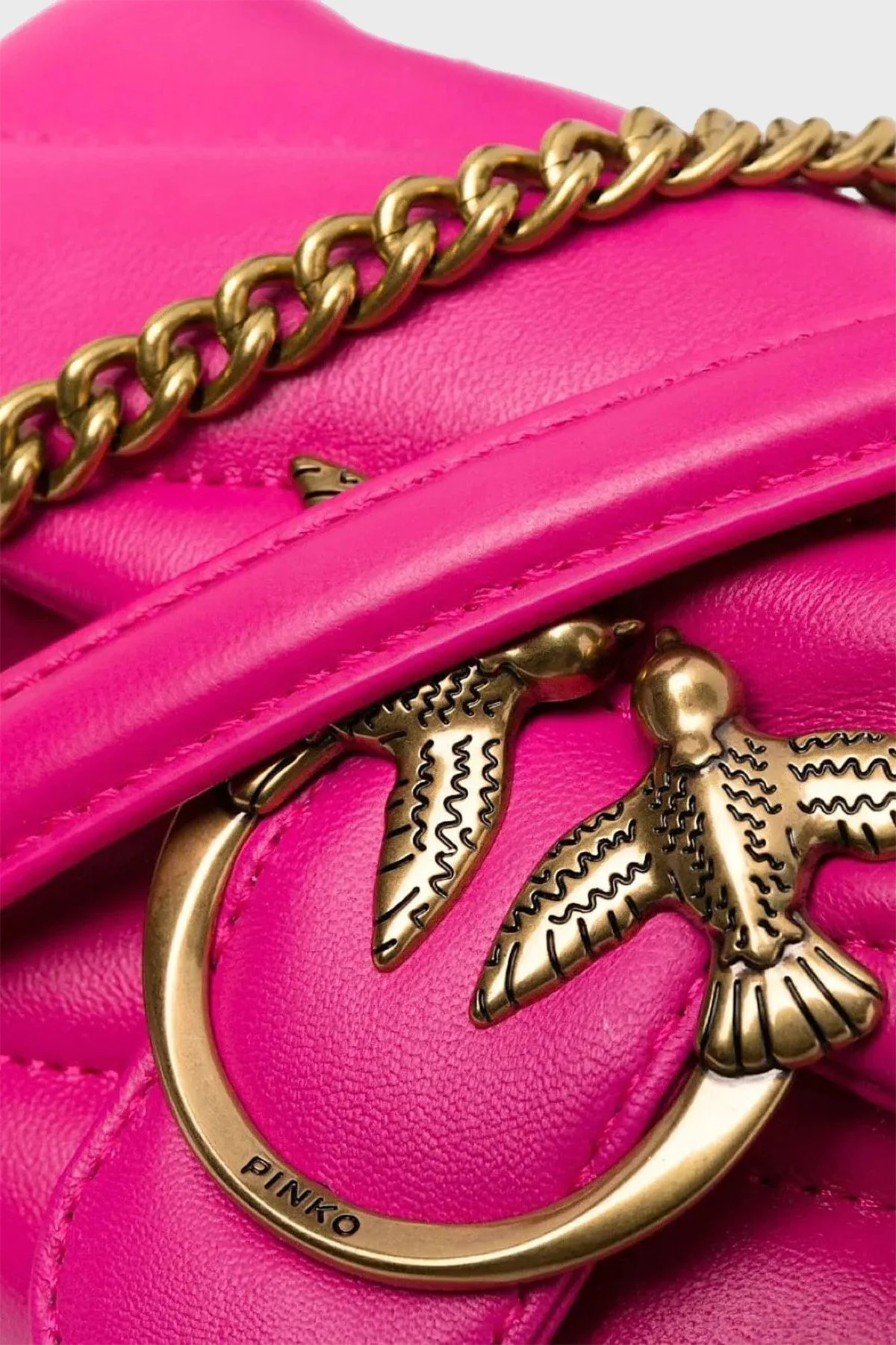 Pinko Metal Logolu Hakiki Deri Zincir Askılı Bayan Çanta 100040 A0F2 N17Q FUŞYA - 7