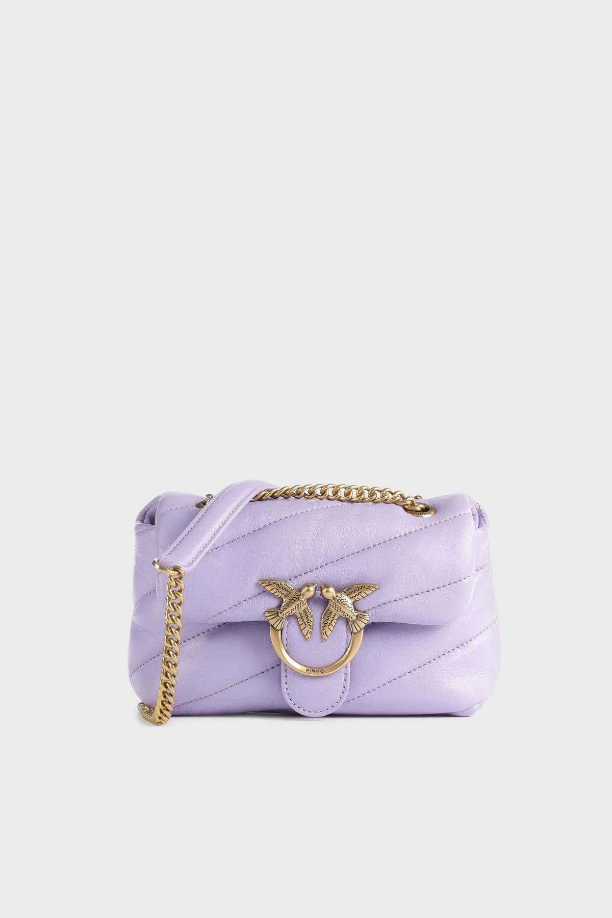 Pinko Metal Logolu Hakiki Deri Zincir Askılı Bayan Çanta 100040 A0F2 Y48Q LİLA - 1