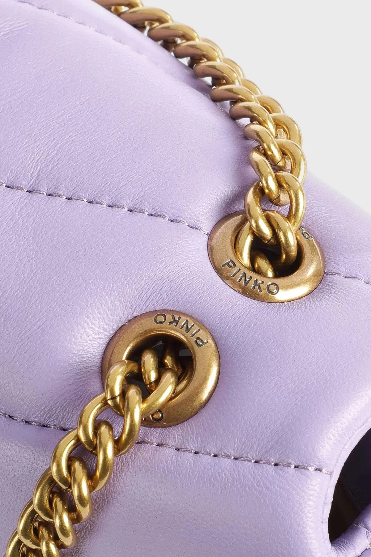 Pinko Metal Logolu Hakiki Deri Zincir Askılı Bayan Çanta 100040 A0F2 Y48Q LİLA - 3