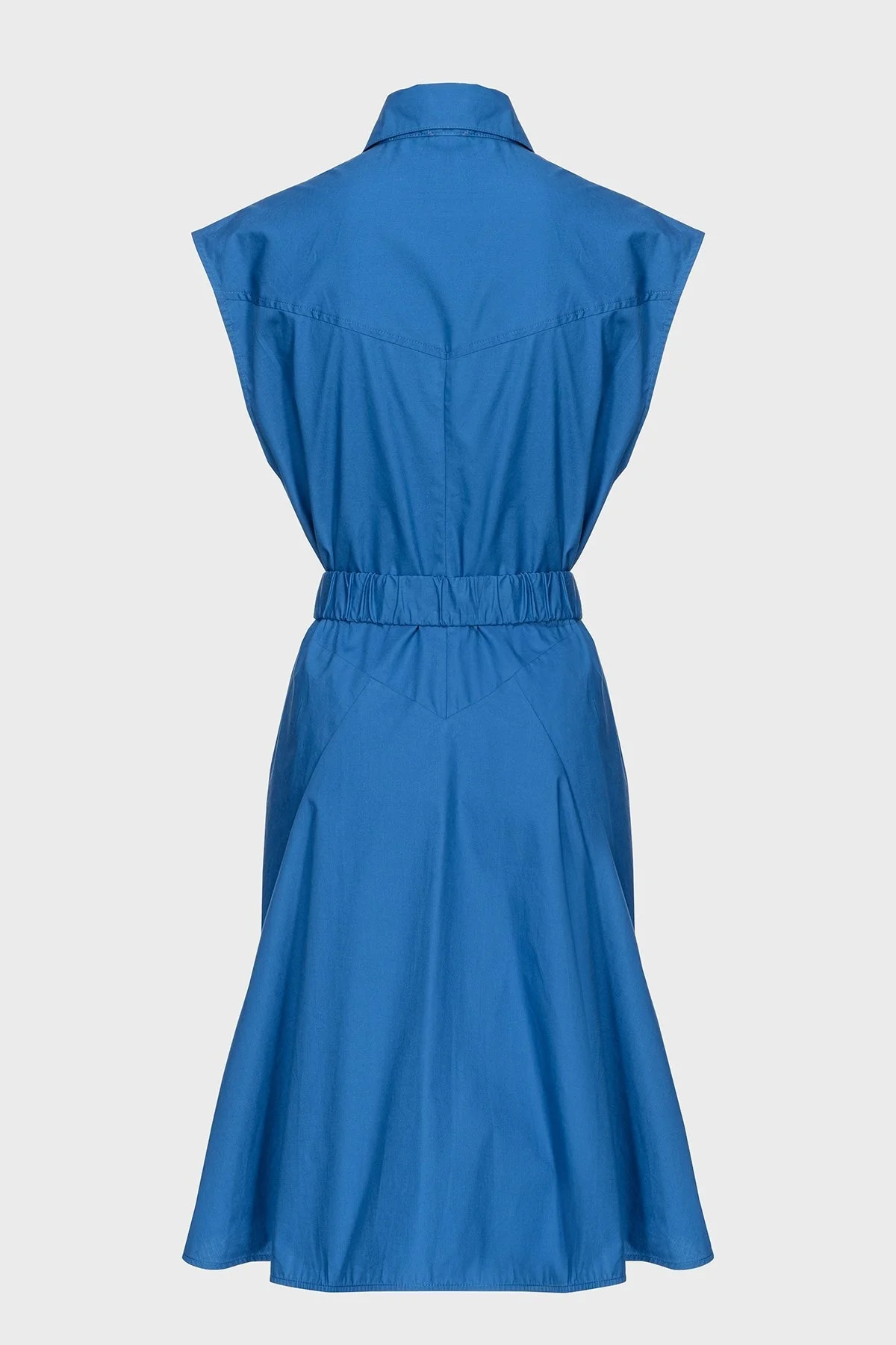 Pinko Pamuklu Kemerli Regular Fit Gömlek Yaka Bayan Elbise 103111 A1P4 F1E MAVİ - 4