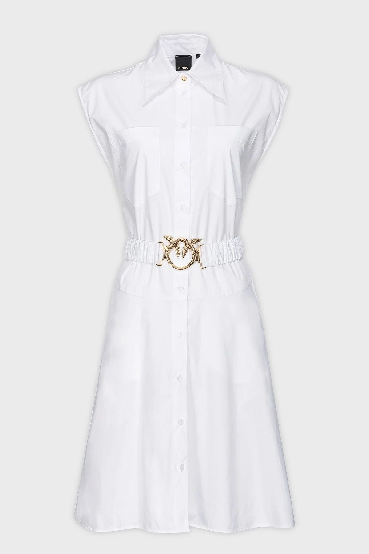 Pinko Pamuklu Regular Fit Gömlek Yaka Bayan Elbise 103111 A1P4 Z04 BEYAZ - 5