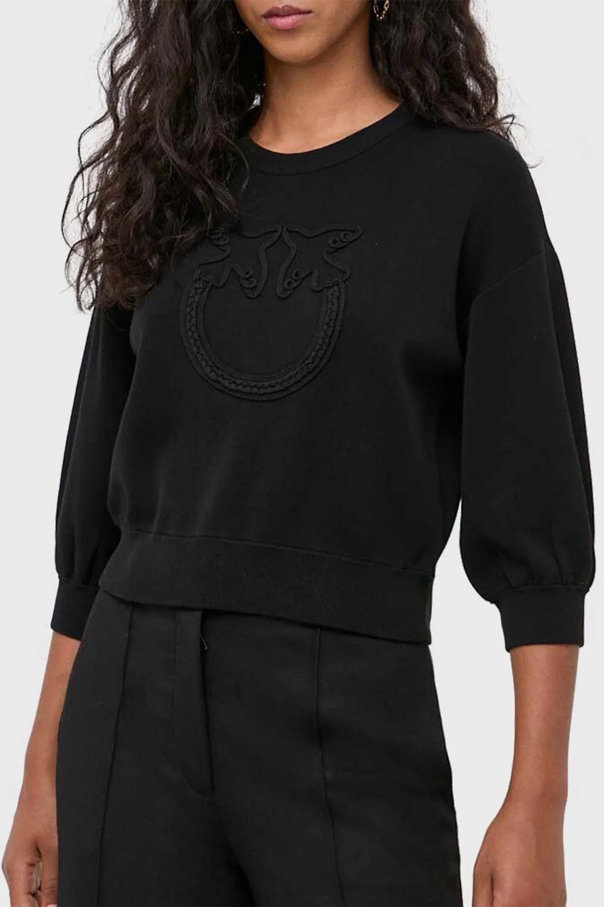 Pinko Pamuklu Regular Fit Bisiklet Yaka Bayan Sweat 101566 A115 Z99 SİYAH - 1