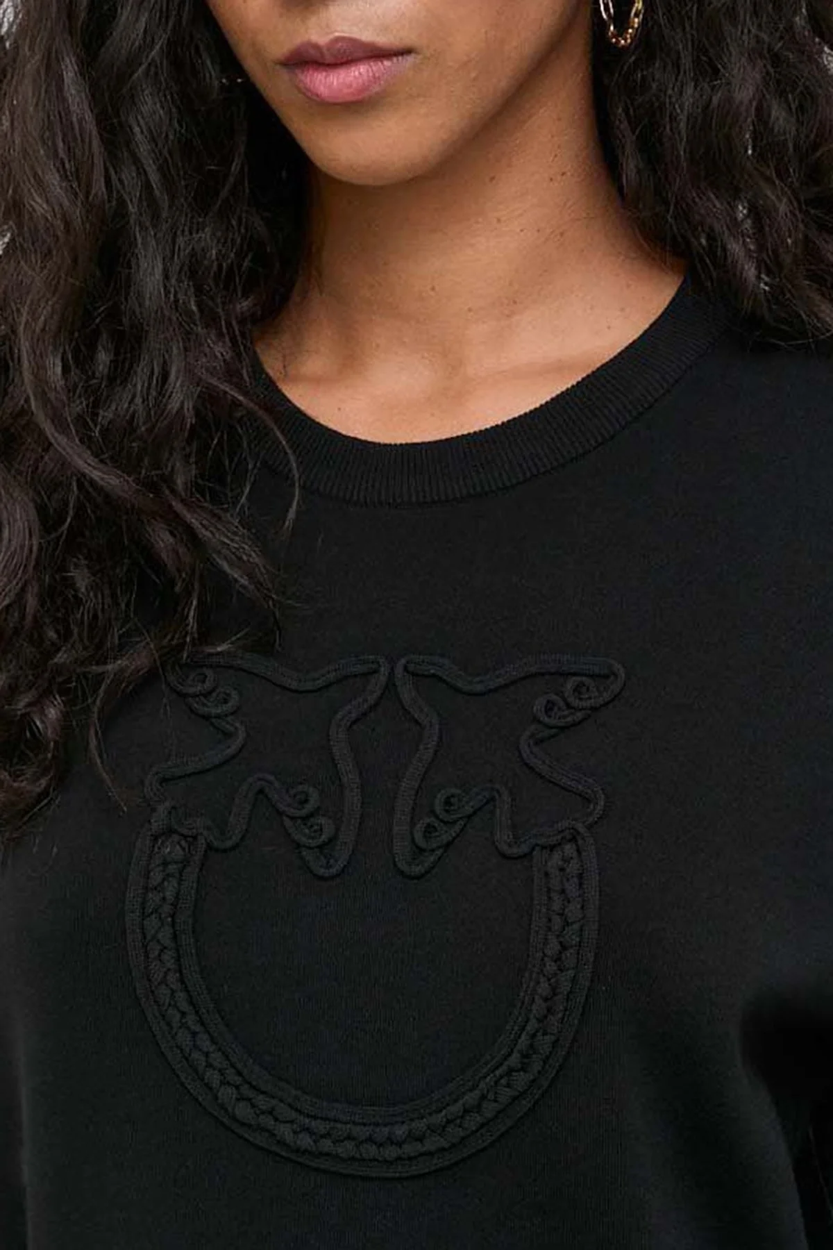 Pinko Pamuklu Regular Fit Bisiklet Yaka Bayan Sweat 101566 A115 Z99 SİYAH - 4