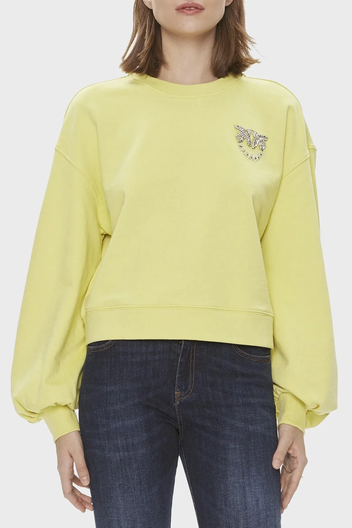 Pinko Pamuklu Regular Fit Bisiklet Yaka Bayan Sweat 102827A1R8H23 SARI - 1