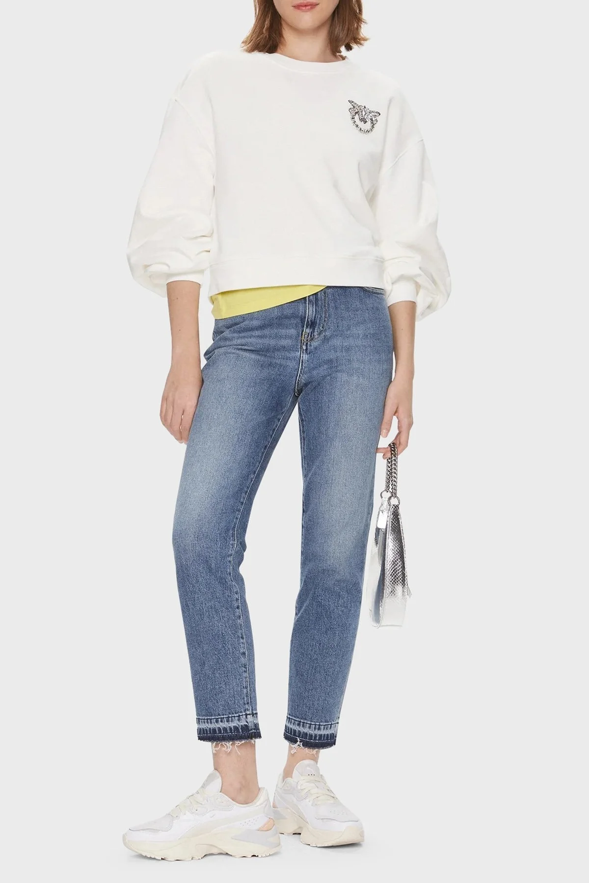 Pinko Pamuklu Regular Fit Bisiklet Yaka Bayan Sweat 102827A1R8Z15 BEYAZ - 2