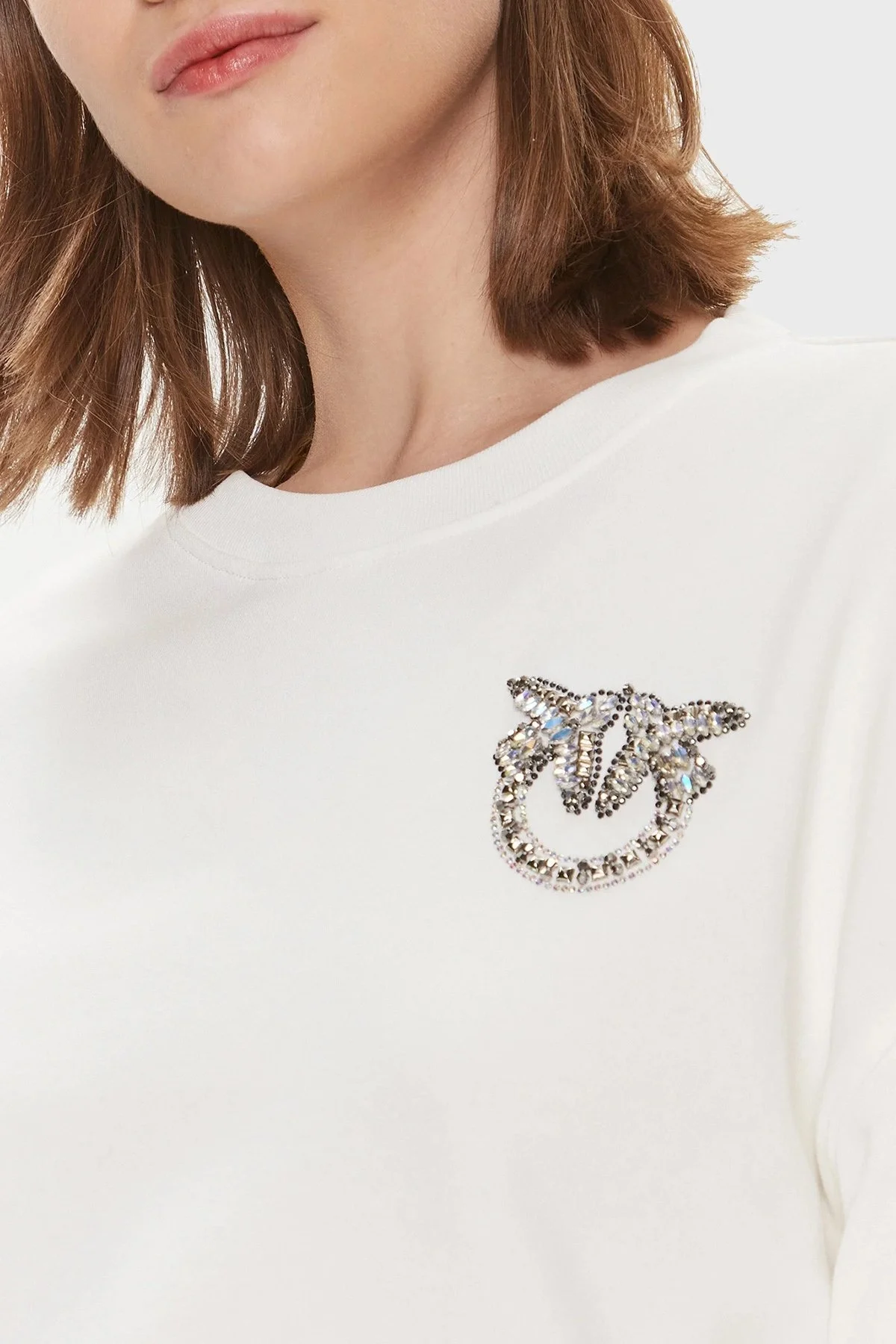 Pinko Pamuklu Regular Fit Bisiklet Yaka Bayan Sweat 102827A1R8Z15 BEYAZ - 4