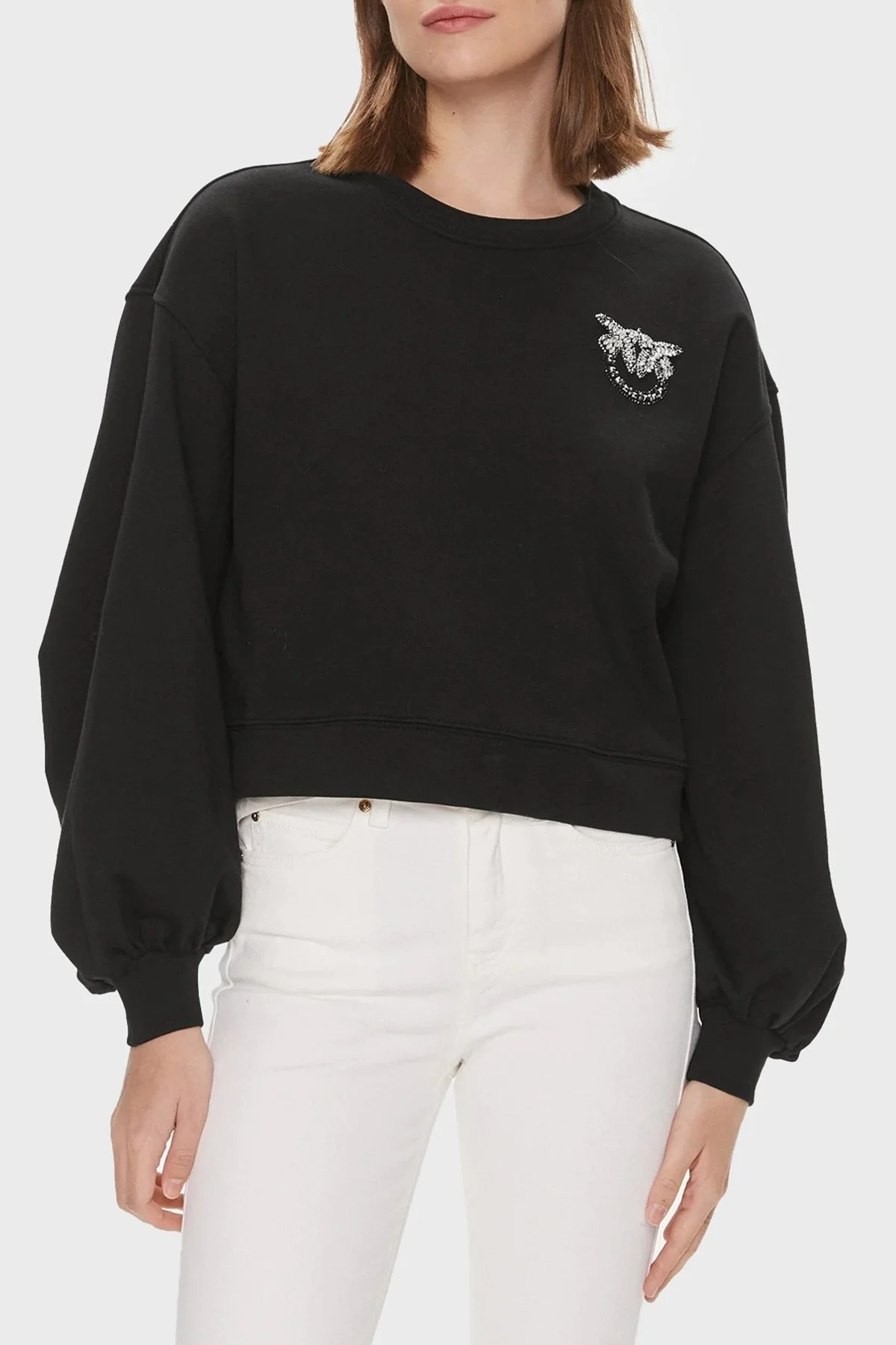 Pinko Pamuklu Regular Fit Bisiklet Yaka Bayan Sweat 102827A1R8Z99 SİYAH - 1