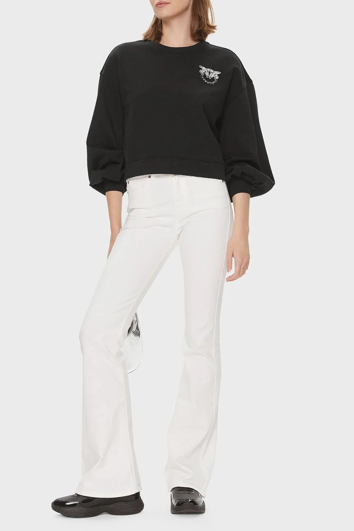 Pinko Pamuklu Regular Fit Bisiklet Yaka Bayan Sweat 102827A1R8Z99 SİYAH - 2