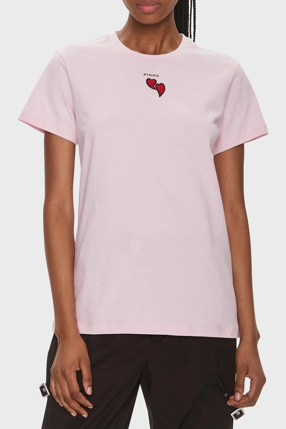 Pinko Pamuklu Regular Fit Bisiklet Yaka Bayan T Shirt 100789A1P8N78 PEMBE - 6