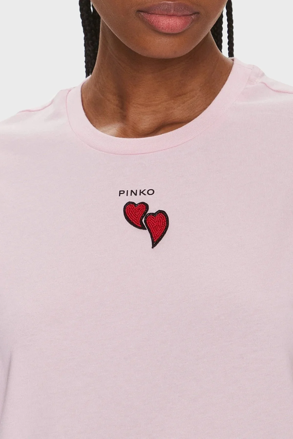 Pinko Pamuklu Regular Fit Bisiklet Yaka Bayan T Shirt 100789A1P8N78 PEMBE - 9