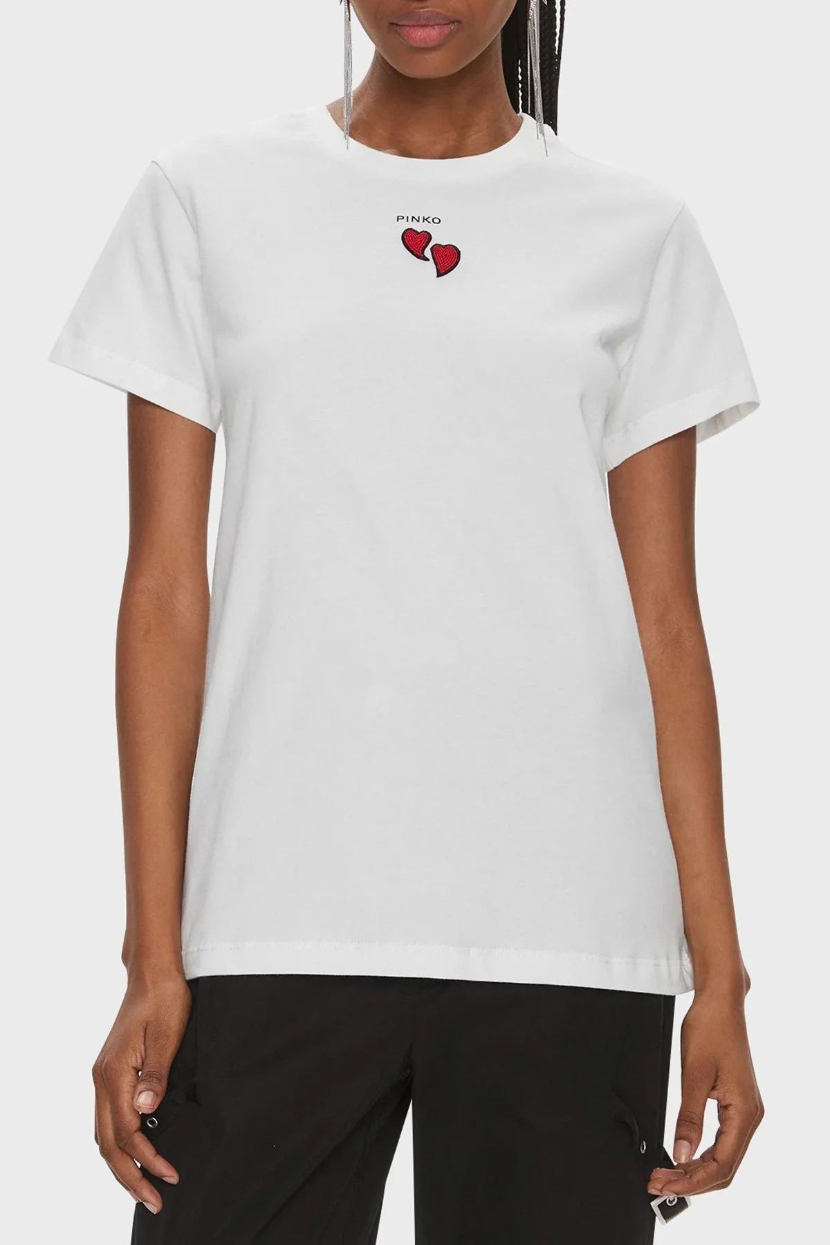 Pinko Pamuklu Regular Fit Bisiklet Yaka Bayan T Shirt 100789A1P8Z07 BEYAZ - 1