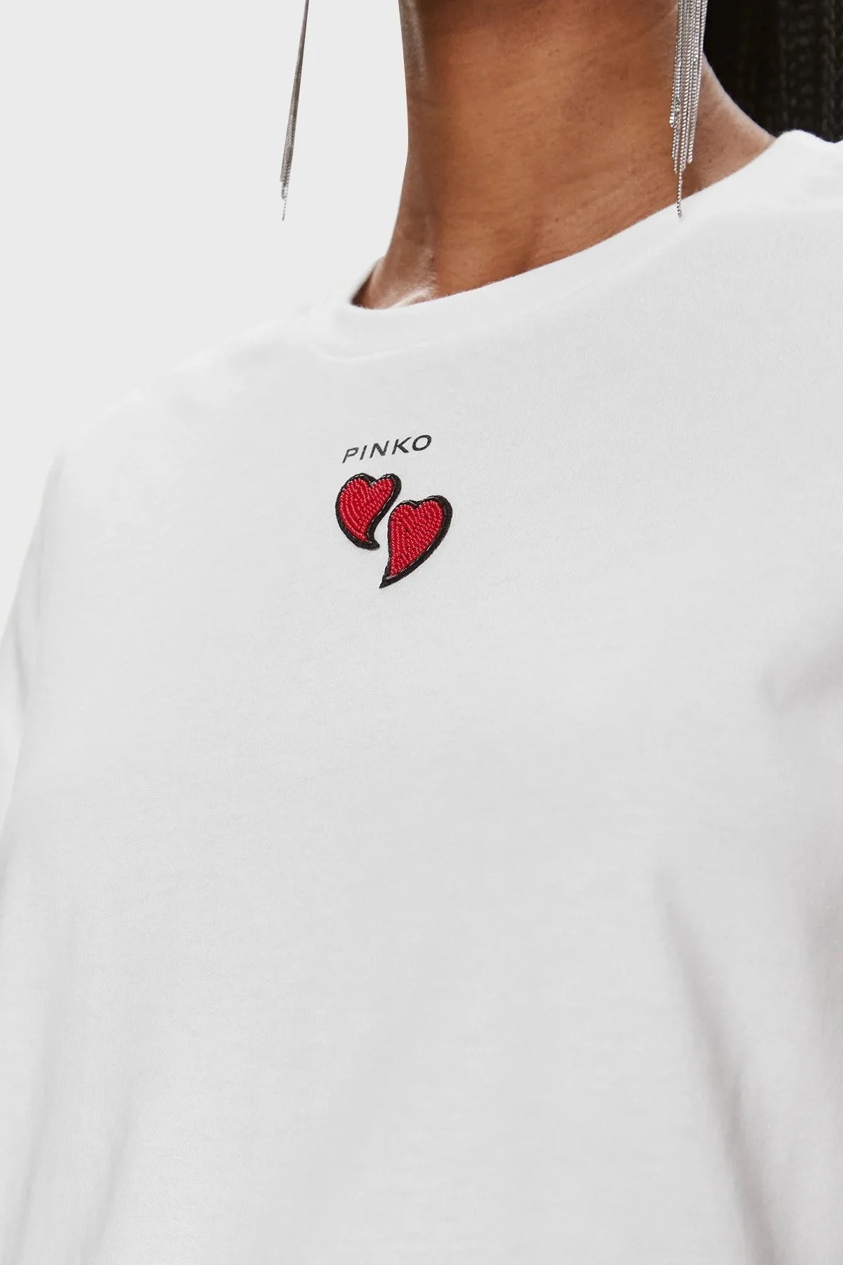 Pinko Pamuklu Regular Fit Bisiklet Yaka Bayan T Shirt 100789A1P8Z07 BEYAZ - 5