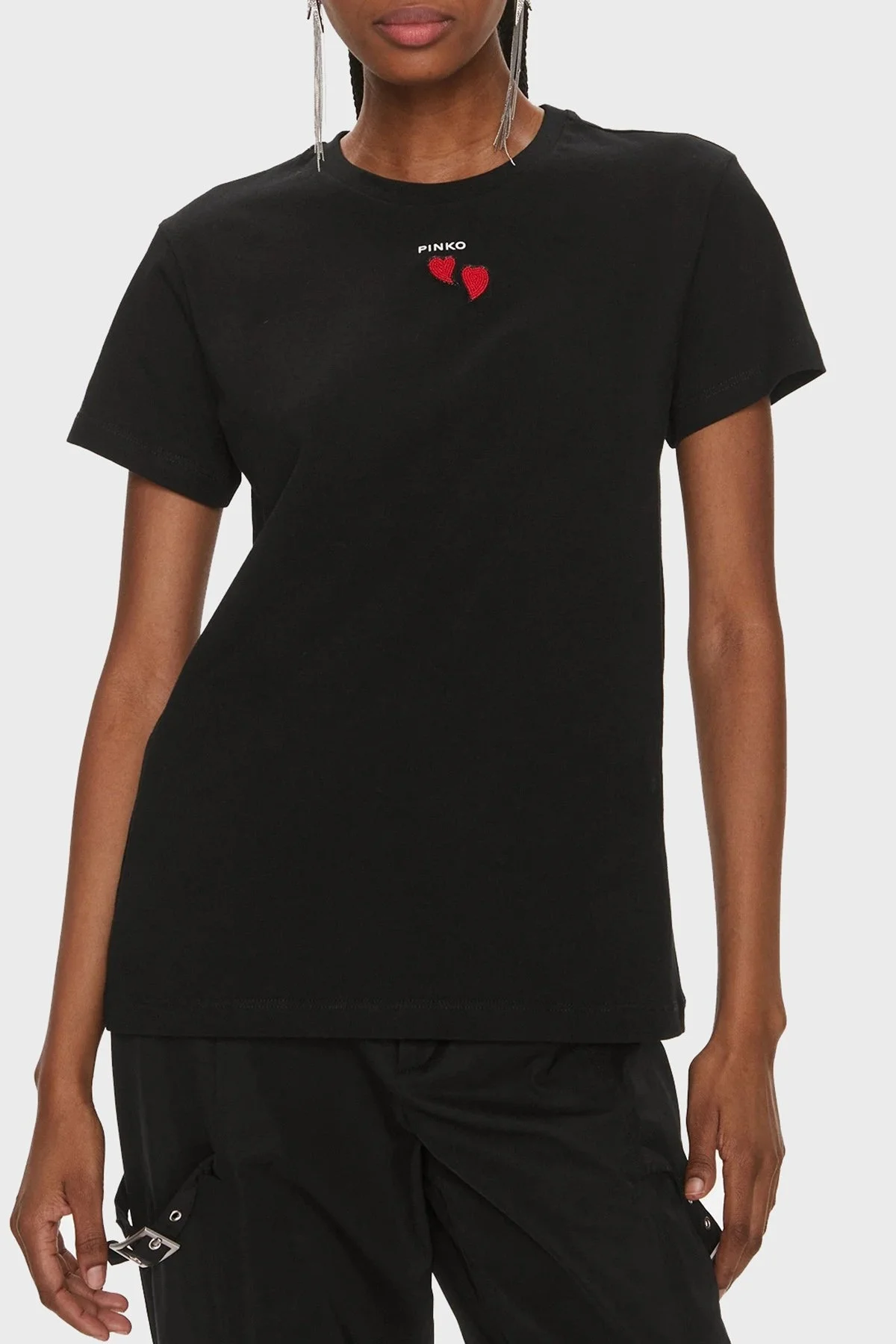 Pinko Pamuklu Regular Fit Bisiklet Yaka Bayan T Shirt 100789A1P8Z99 SİYAH - 1
