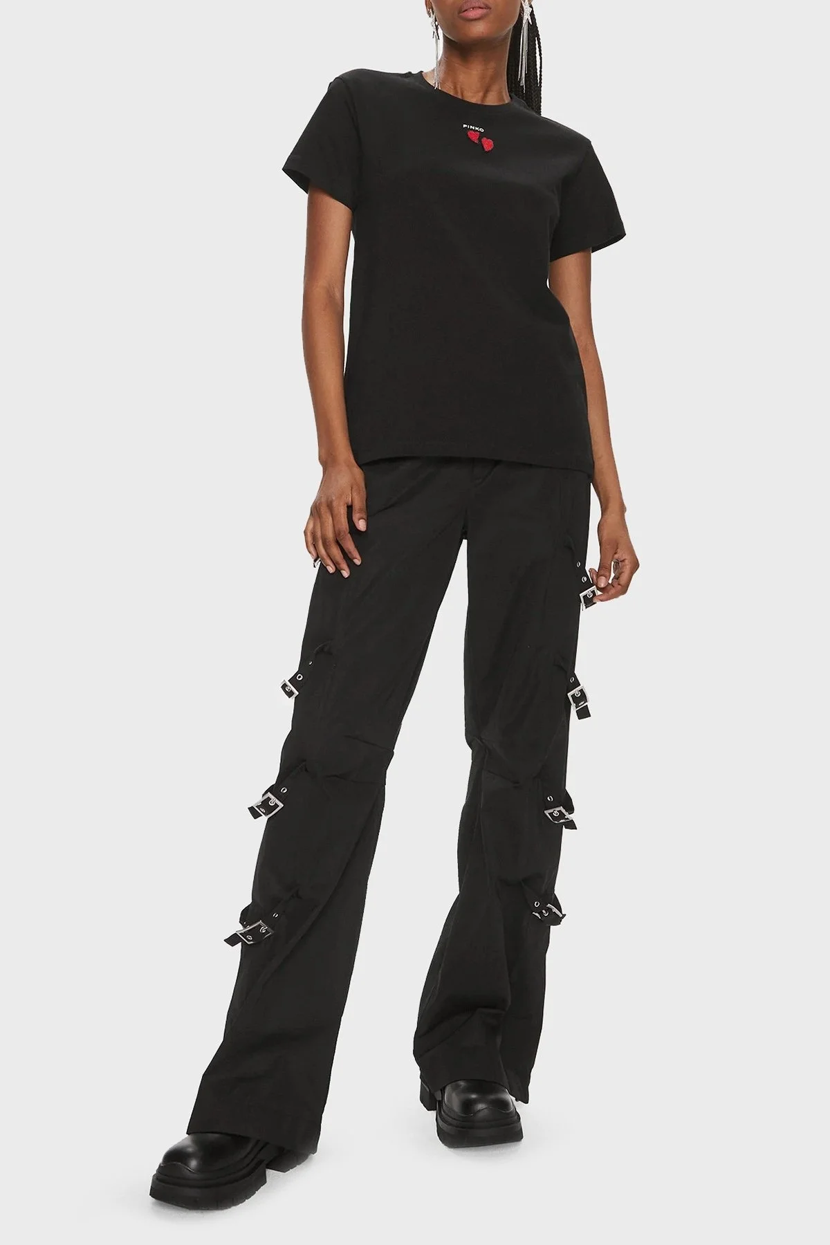 Pinko Pamuklu Regular Fit Bisiklet Yaka Bayan T Shirt 100789A1P8Z99 SİYAH - 3