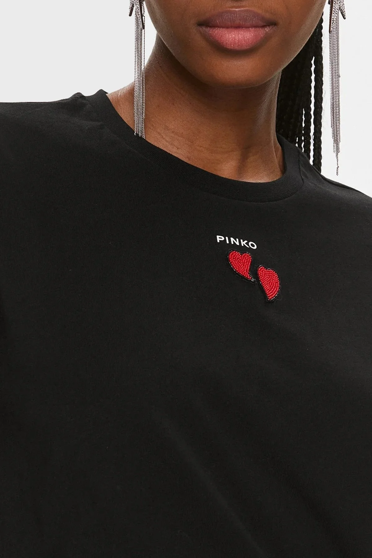 Pinko Pamuklu Regular Fit Bisiklet Yaka Bayan T Shirt 100789A1P8Z99 SİYAH - 4