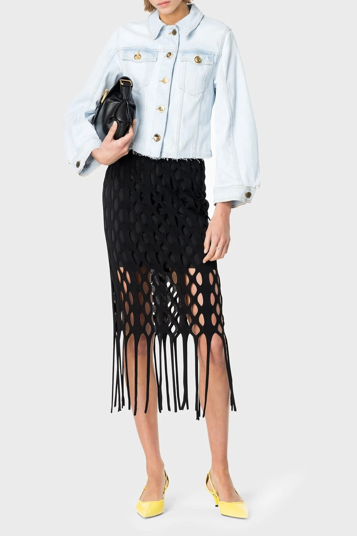 Pinko Pamuklu Regular Fit Kot Bayan Ceket 100585 A1MV PJN AÇIK MAVİ - 1