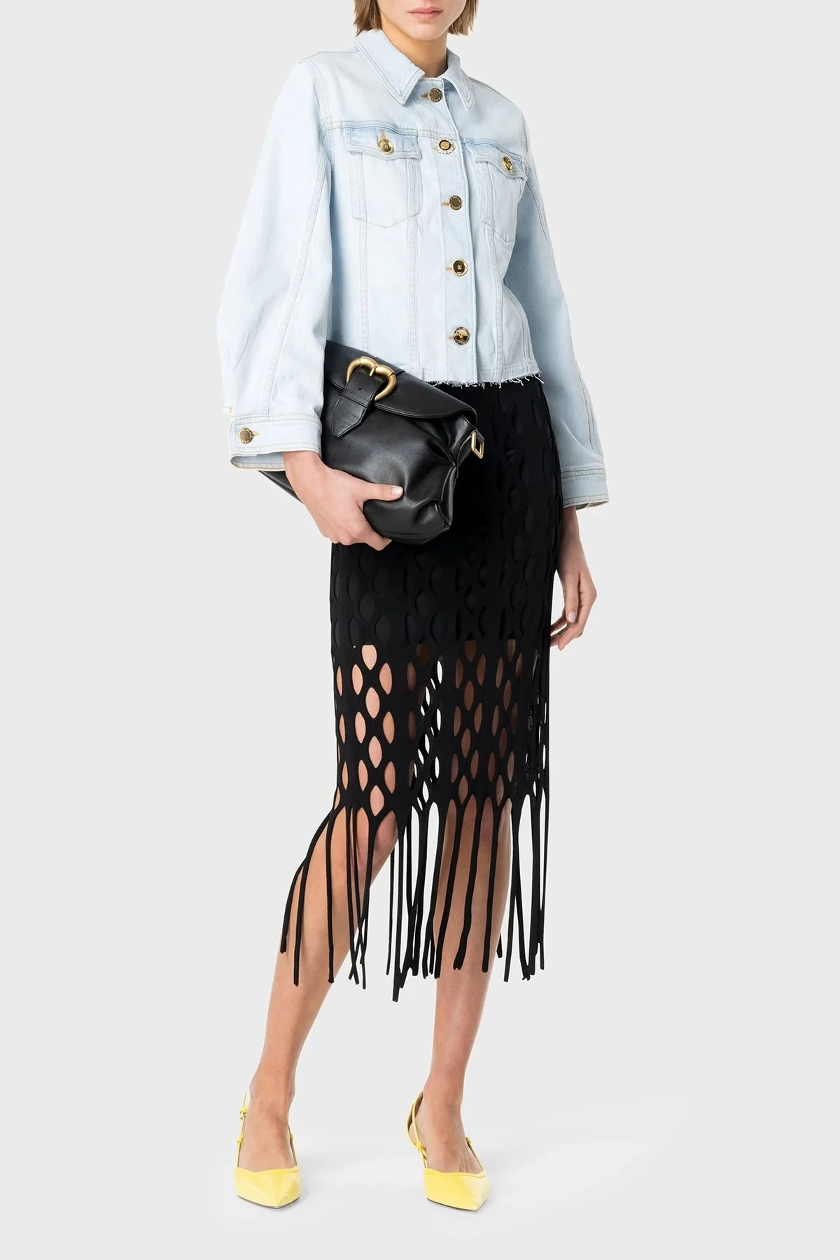 Pinko Pamuklu Regular Fit Kot Bayan Ceket 100585 A1MV PJN AÇIK MAVİ - 3