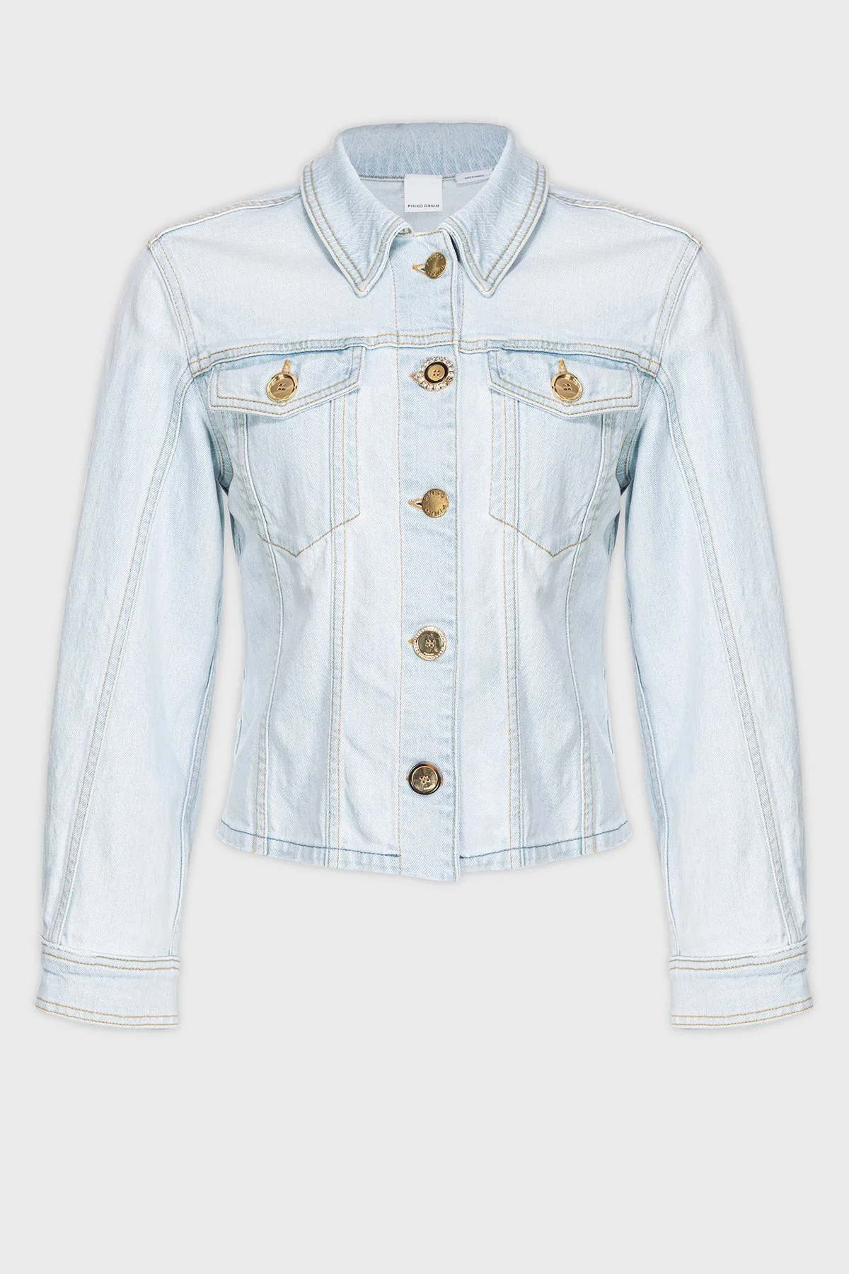 Pinko Pamuklu Regular Fit Kot Bayan Ceket 100585 A1MV PJN AÇIK MAVİ - 6