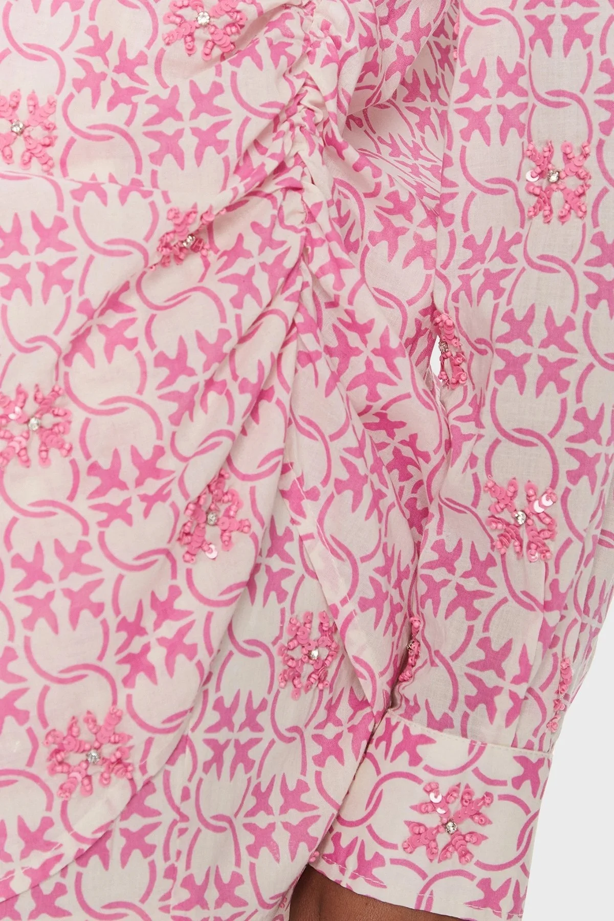 Pinko Pamuklu Regular Fit Müslin Bayan Gömlek 103194A1Q1DN3 Pembe-Ekru - 5