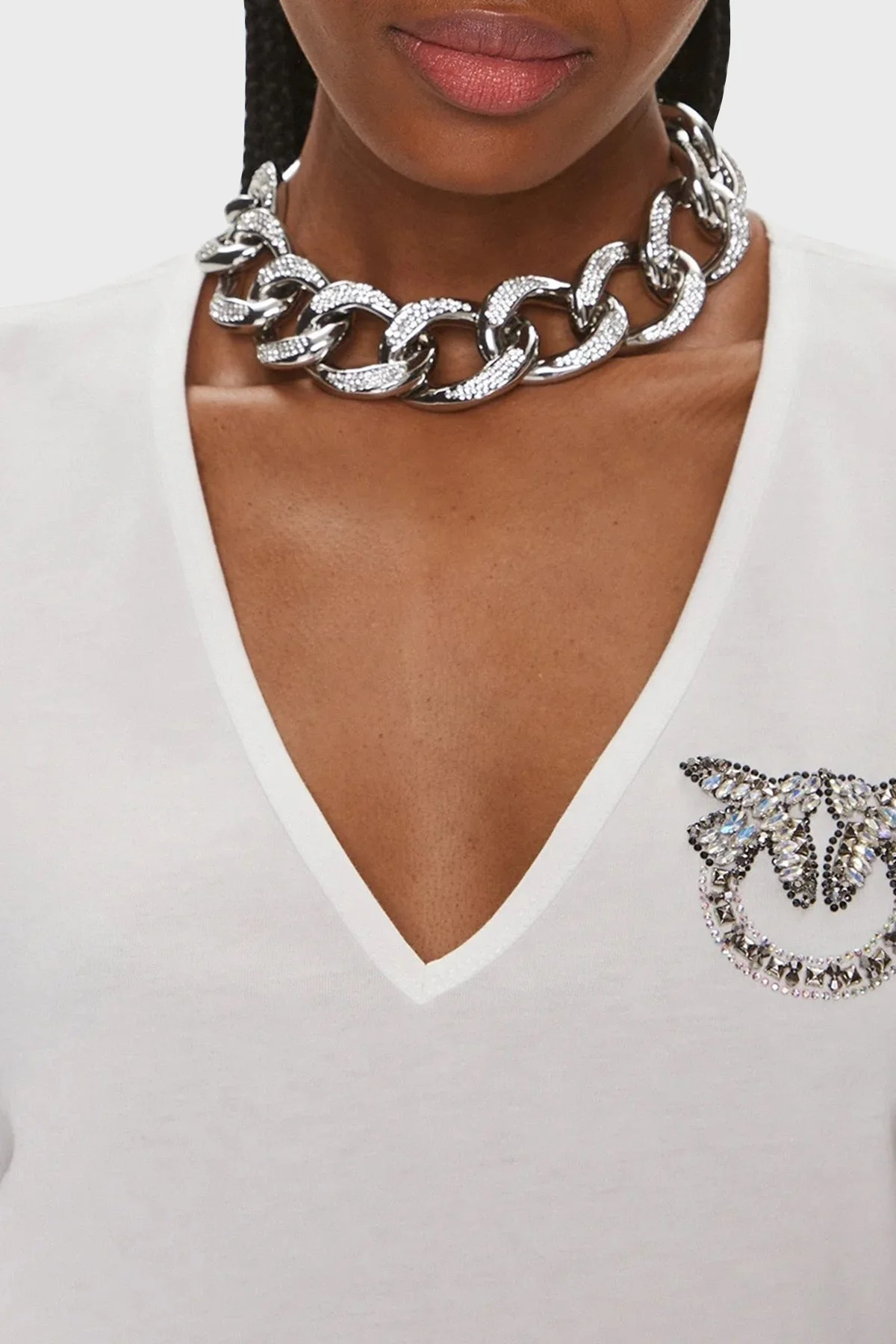 Pinko Pamuklu Regular Fit V Yaka Bayan T Shirt 100372A1R7Z15 BEYAZ - 8