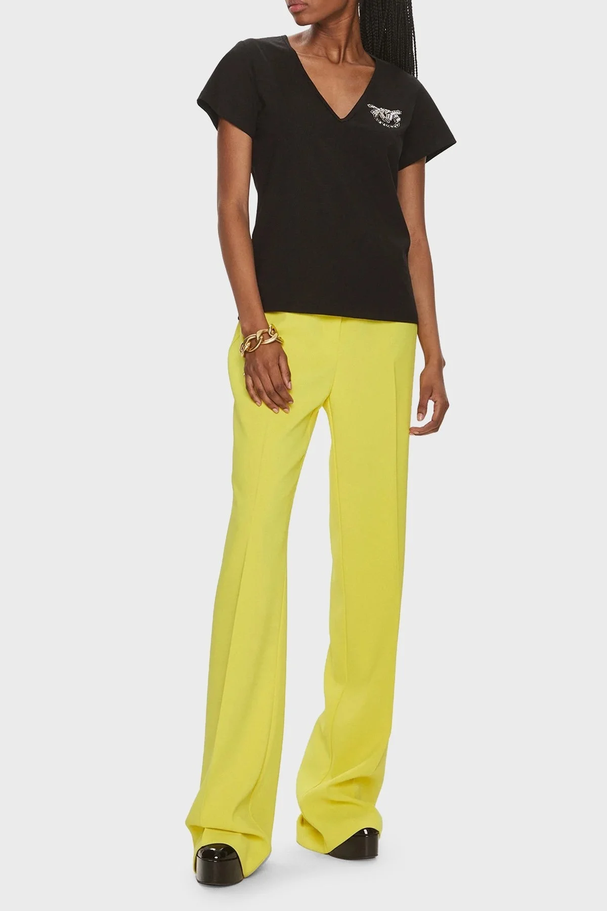 Pinko Pamuklu Regular Fit V Yaka Bayan T Shirt 100372A1R7Z99 SİYAH - 2